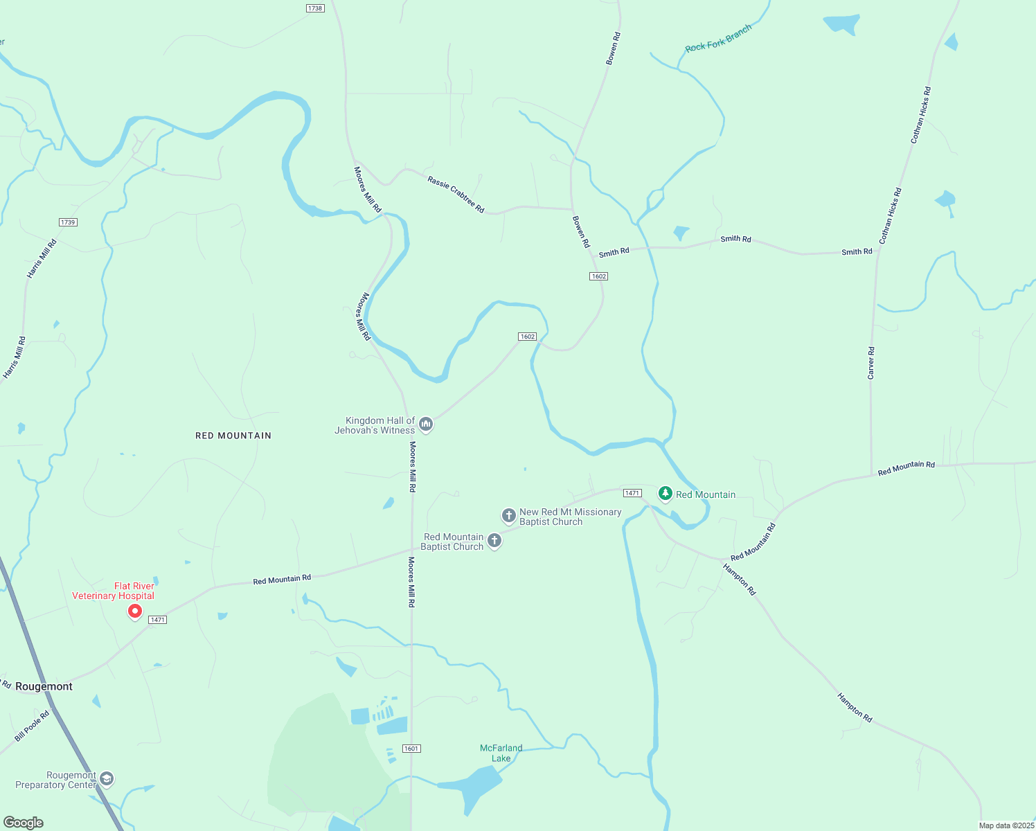 map of restaurants, bars, coffee shops, grocery stores, and more near 316 Bowen Road in Rougemont