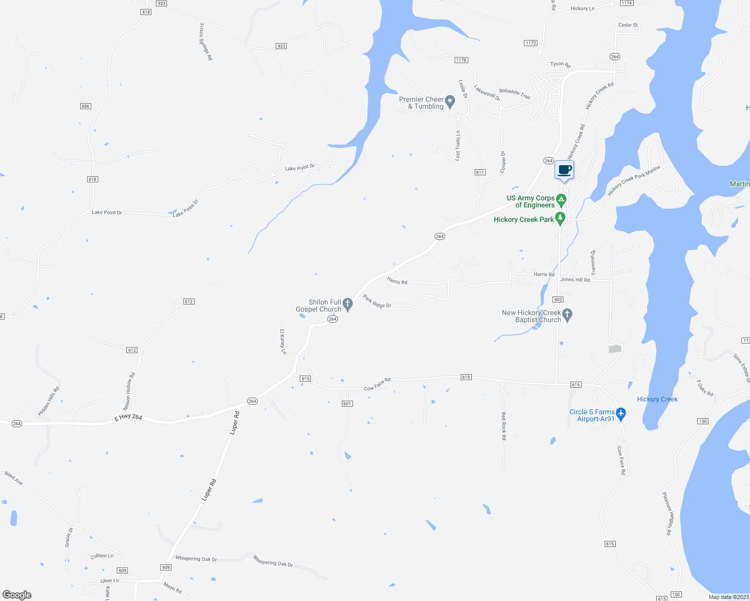 map of restaurants, bars, coffee shops, grocery stores, and more near 14864 Park Ridge Drive in Lowell