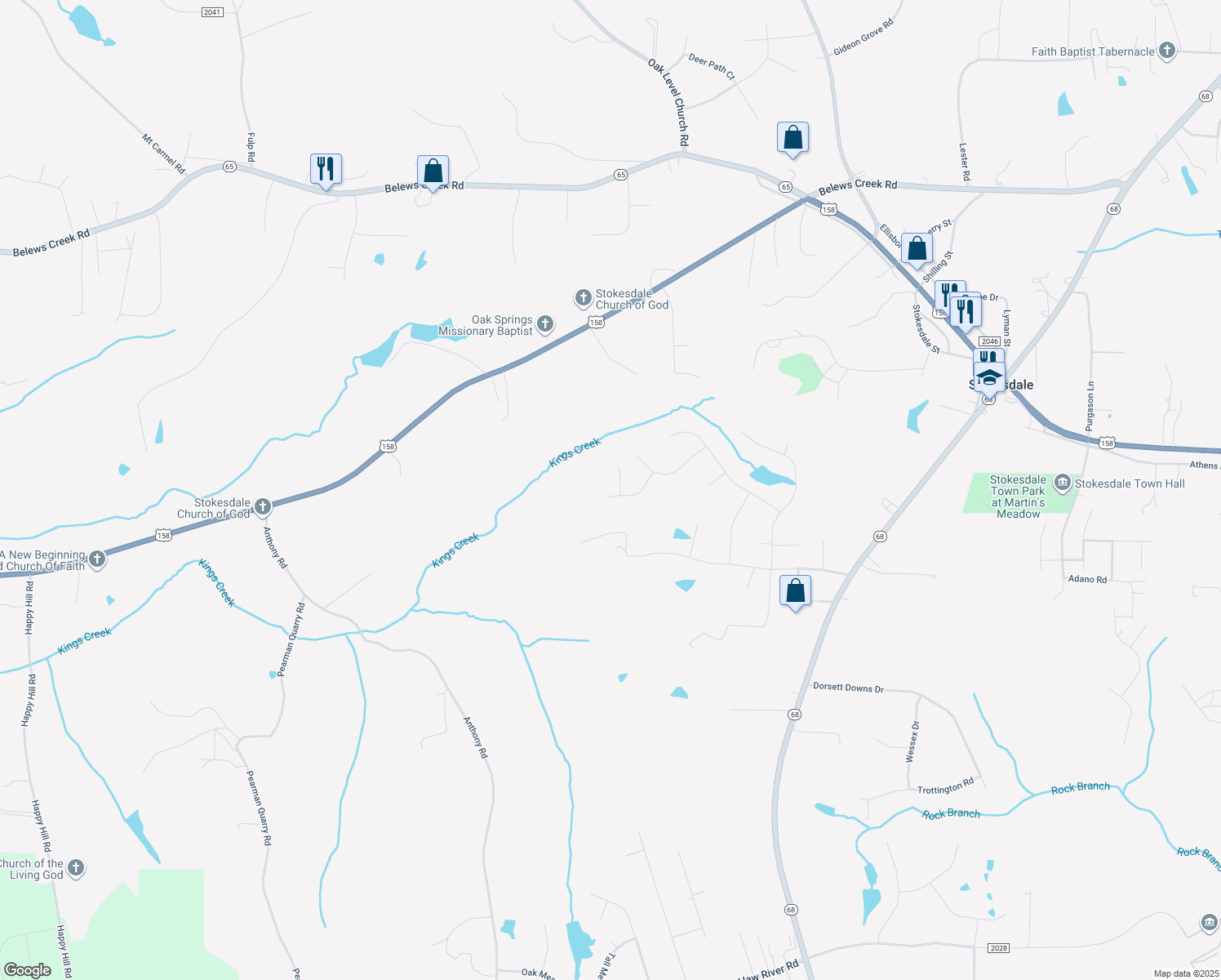 map of restaurants, bars, coffee shops, grocery stores, and more near 8342 Prince Edward Rd in Stokesdale