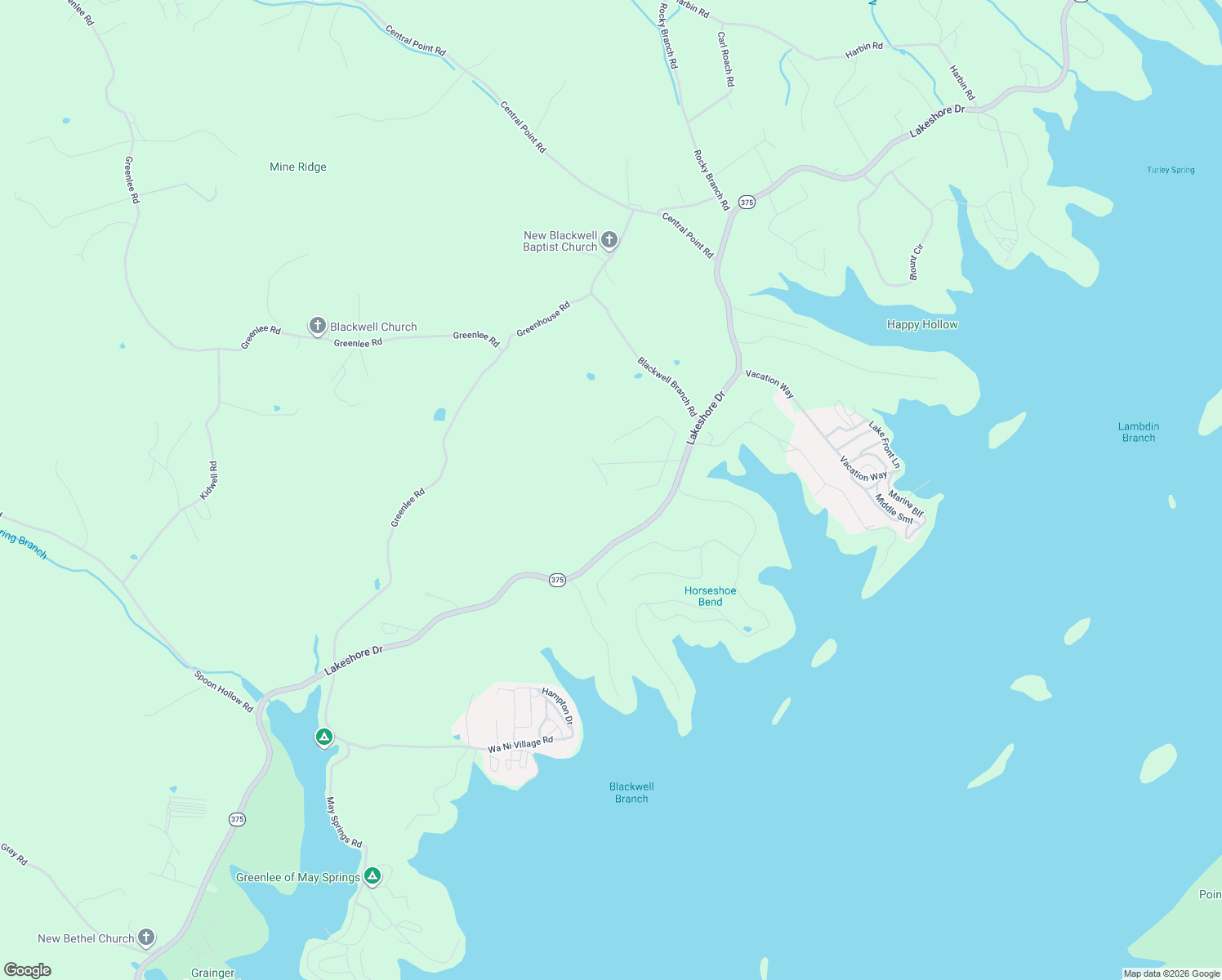 map of restaurants, bars, coffee shops, grocery stores, and more near 10980 Lakeshore Drive in Rutledge