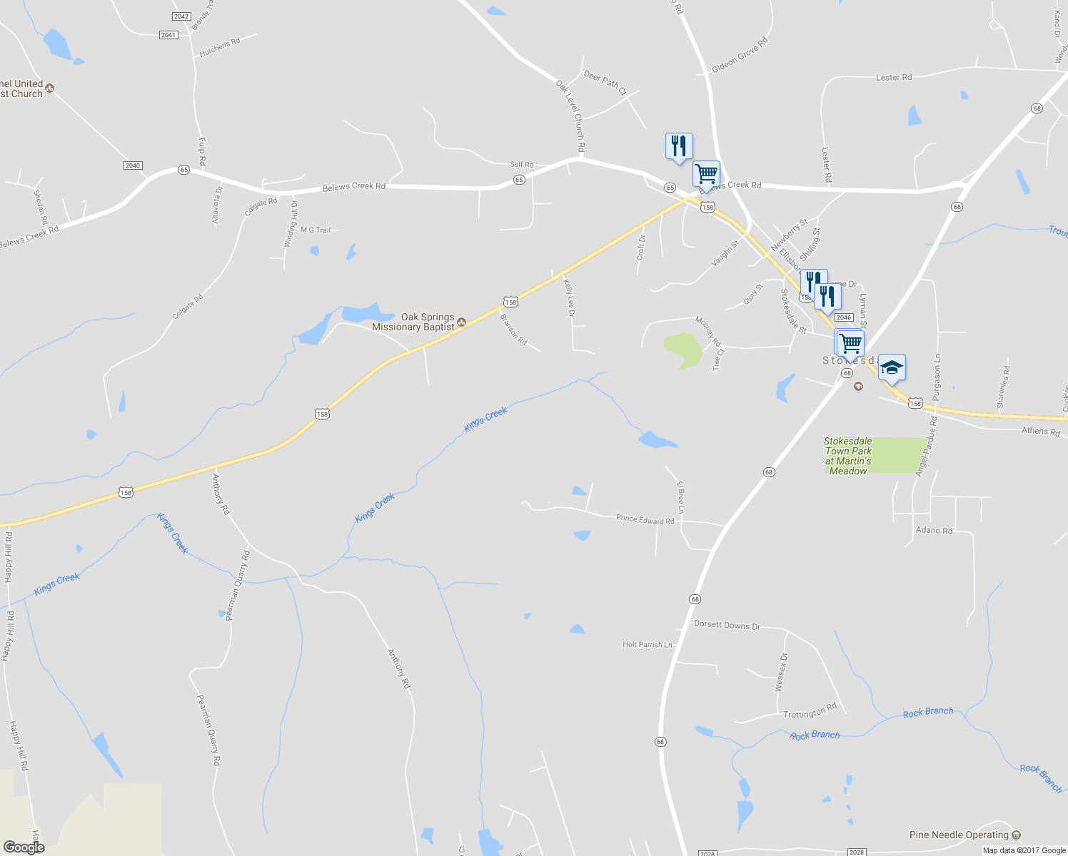 map of restaurants, bars, coffee shops, grocery stores, and more near 8342 Prince Edward Road in Stokesdale