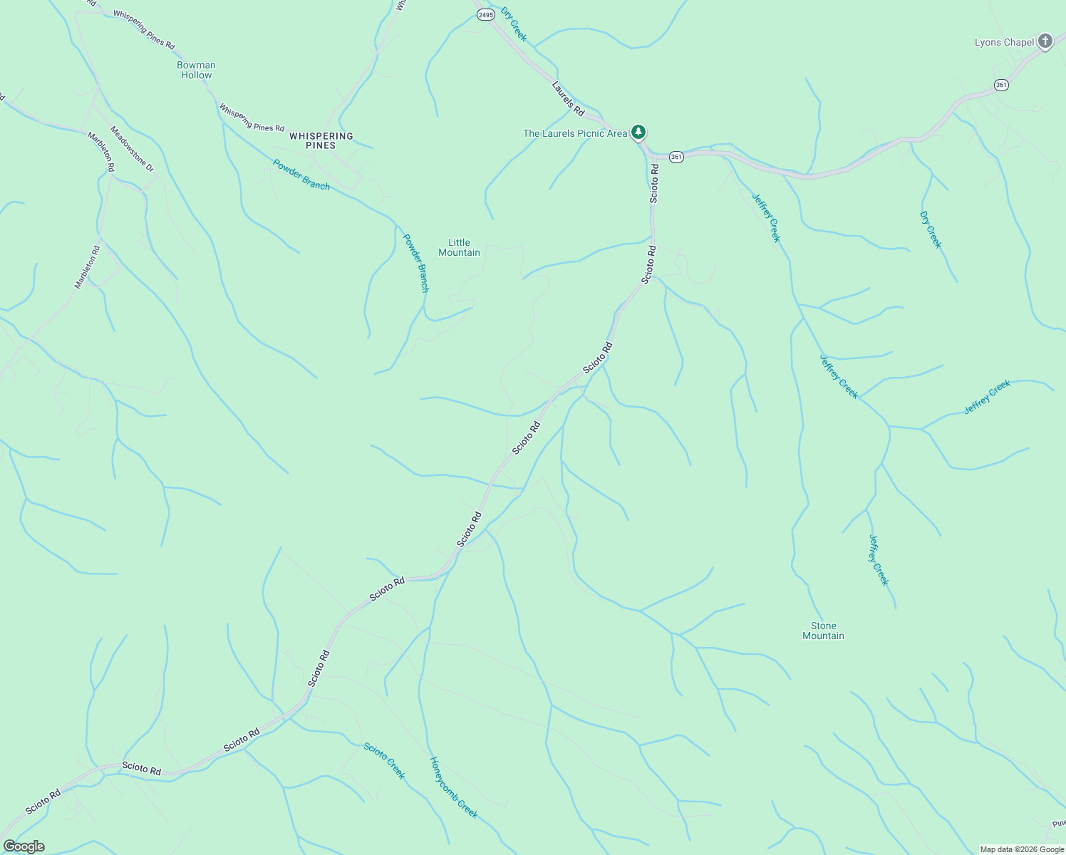 map of restaurants, bars, coffee shops, grocery stores, and more near Scioto Road in Unicoi