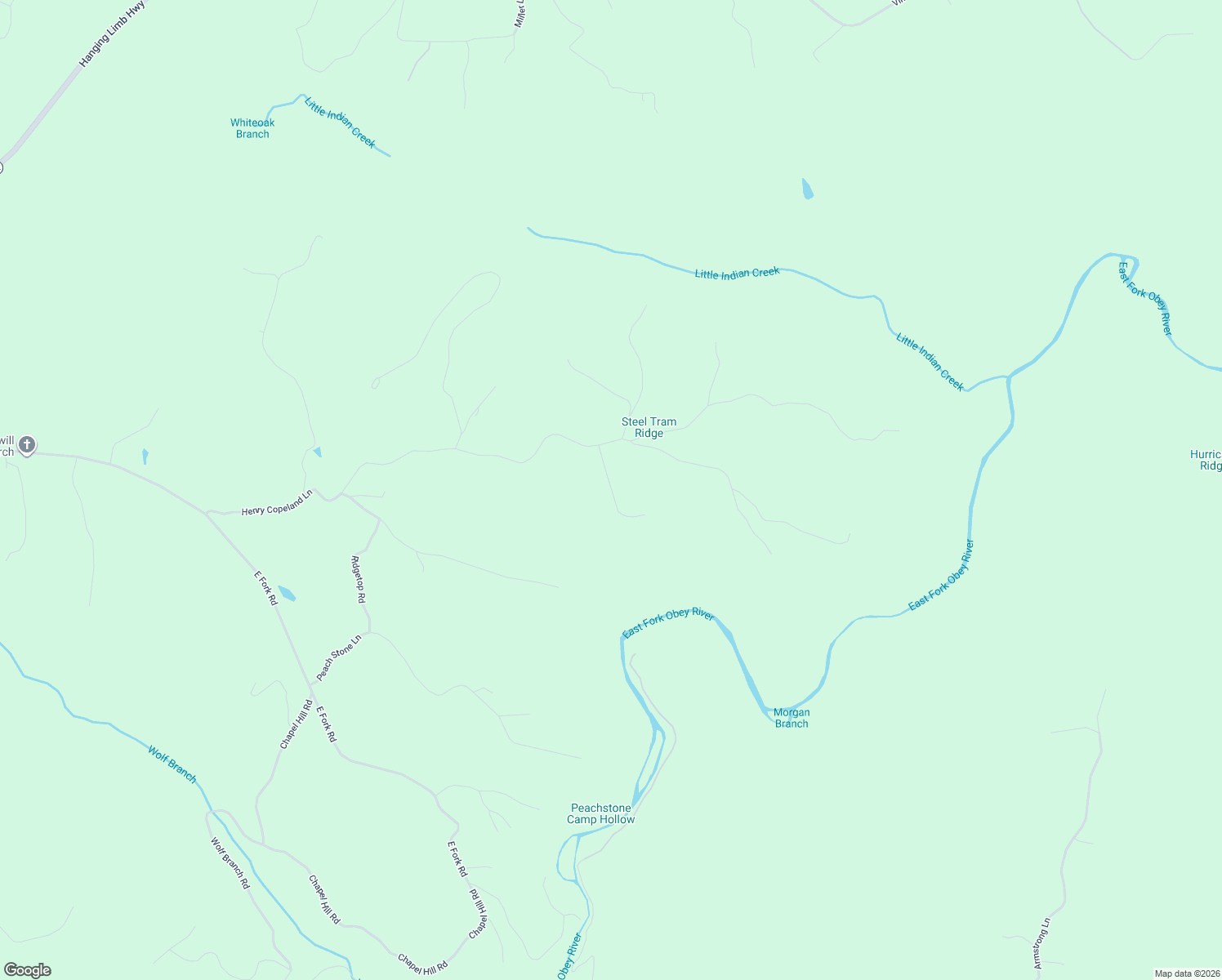 map of restaurants, bars, coffee shops, grocery stores, and more near Maynard Ridge in Overton County