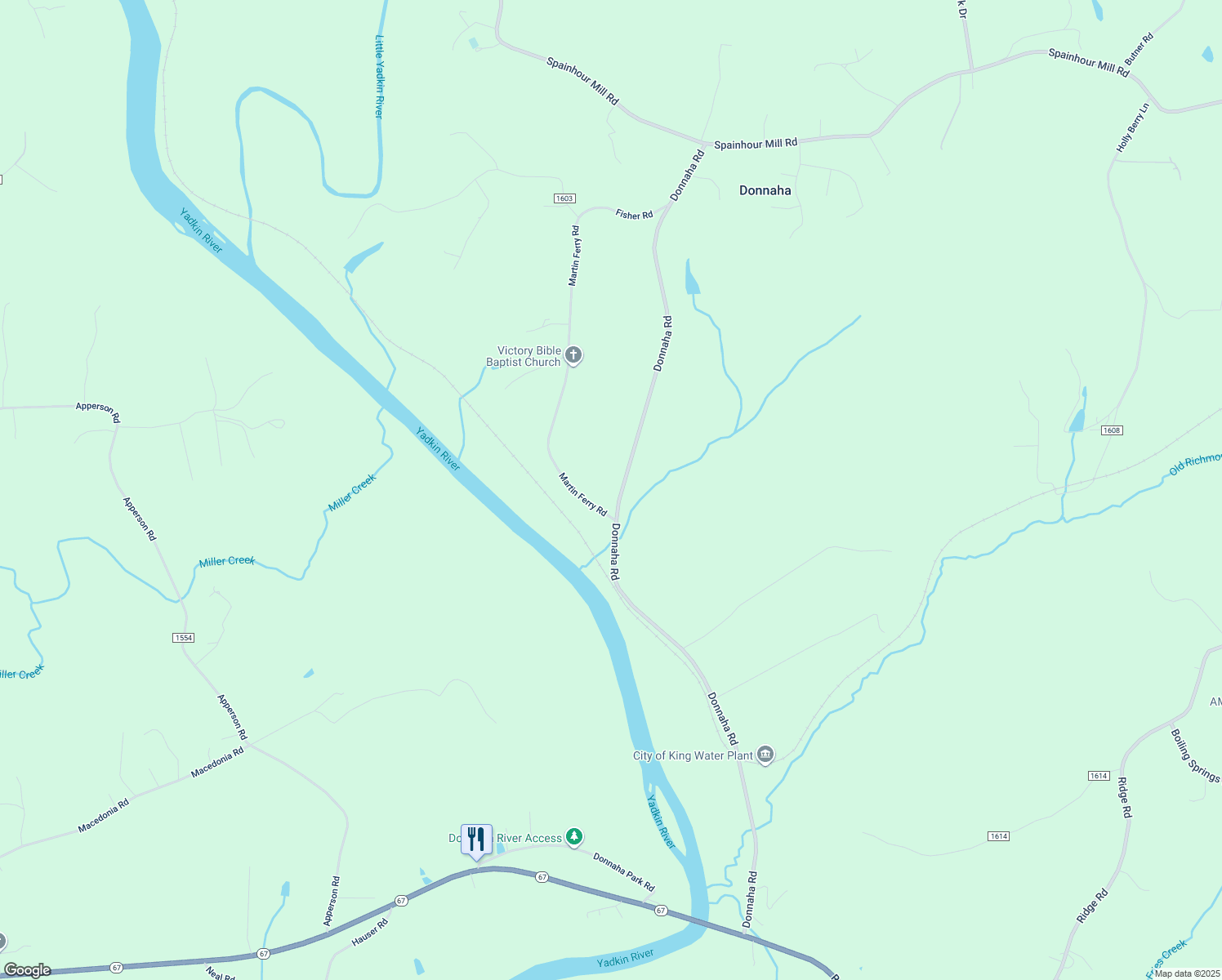 map of restaurants, bars, coffee shops, grocery stores, and more near 7696 Donnaha Road in Tobaccoville