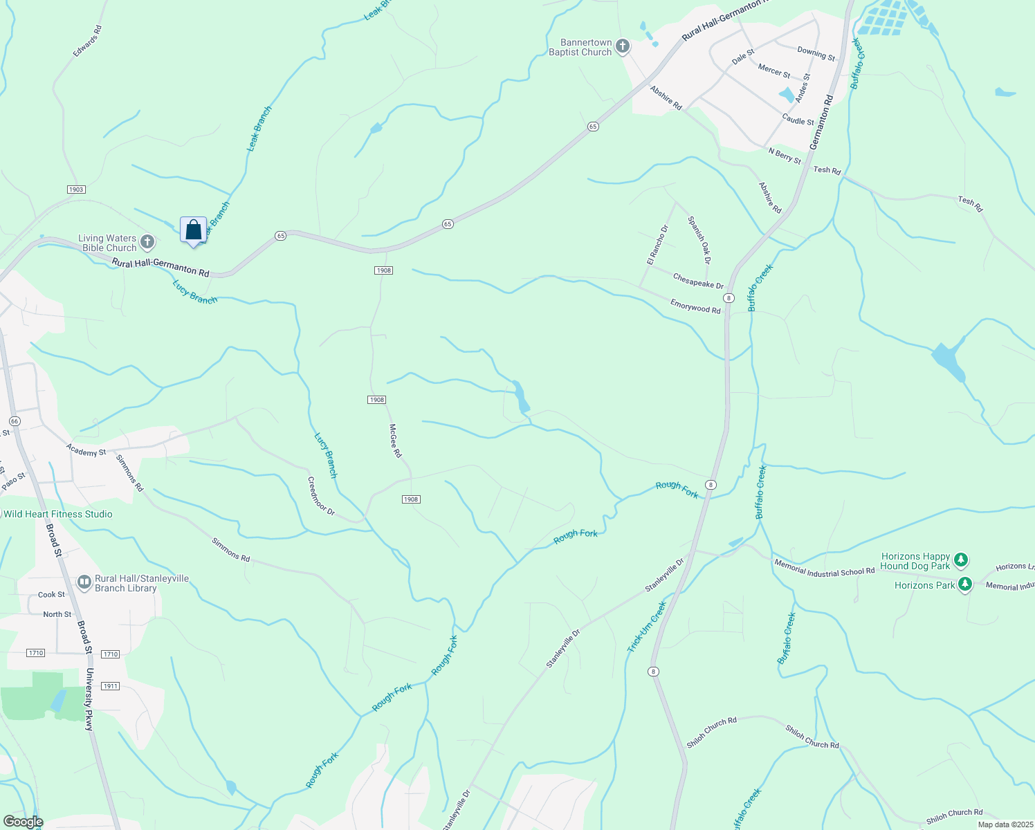 map of restaurants, bars, coffee shops, grocery stores, and more near 6428 Haven Forest Lane in Rural Hall