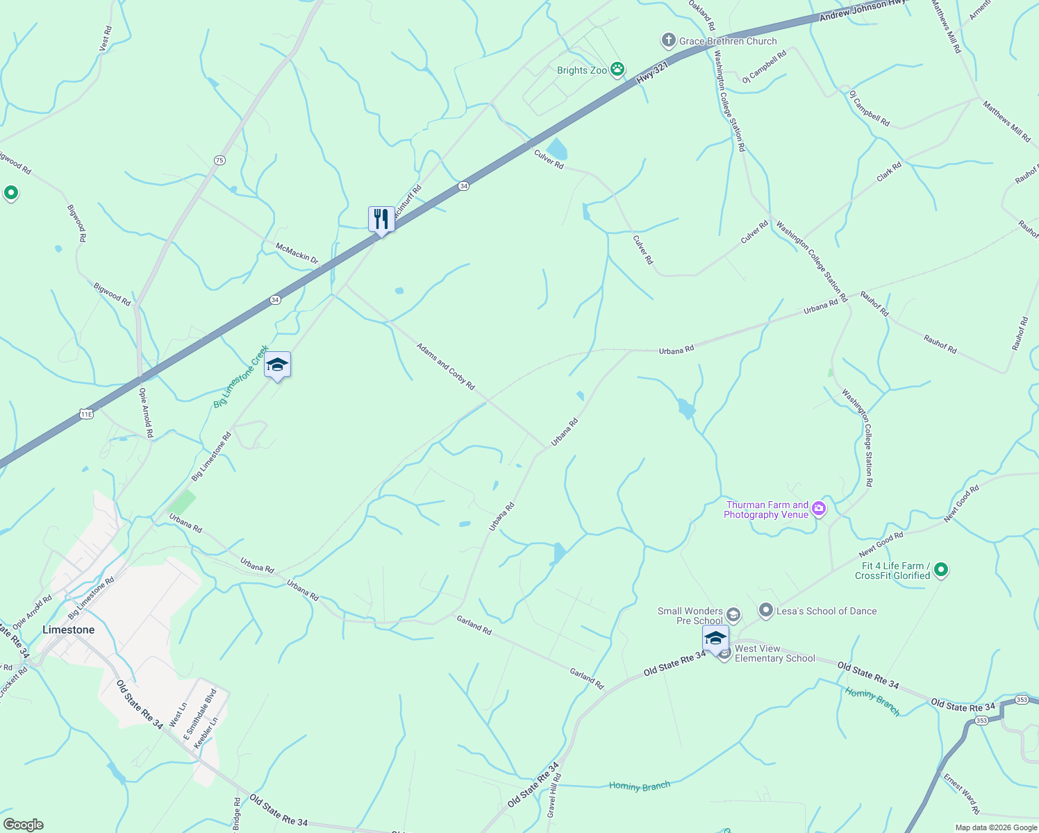 map of restaurants, bars, coffee shops, grocery stores, and more near 293 Adams and Corby Rd in Washington