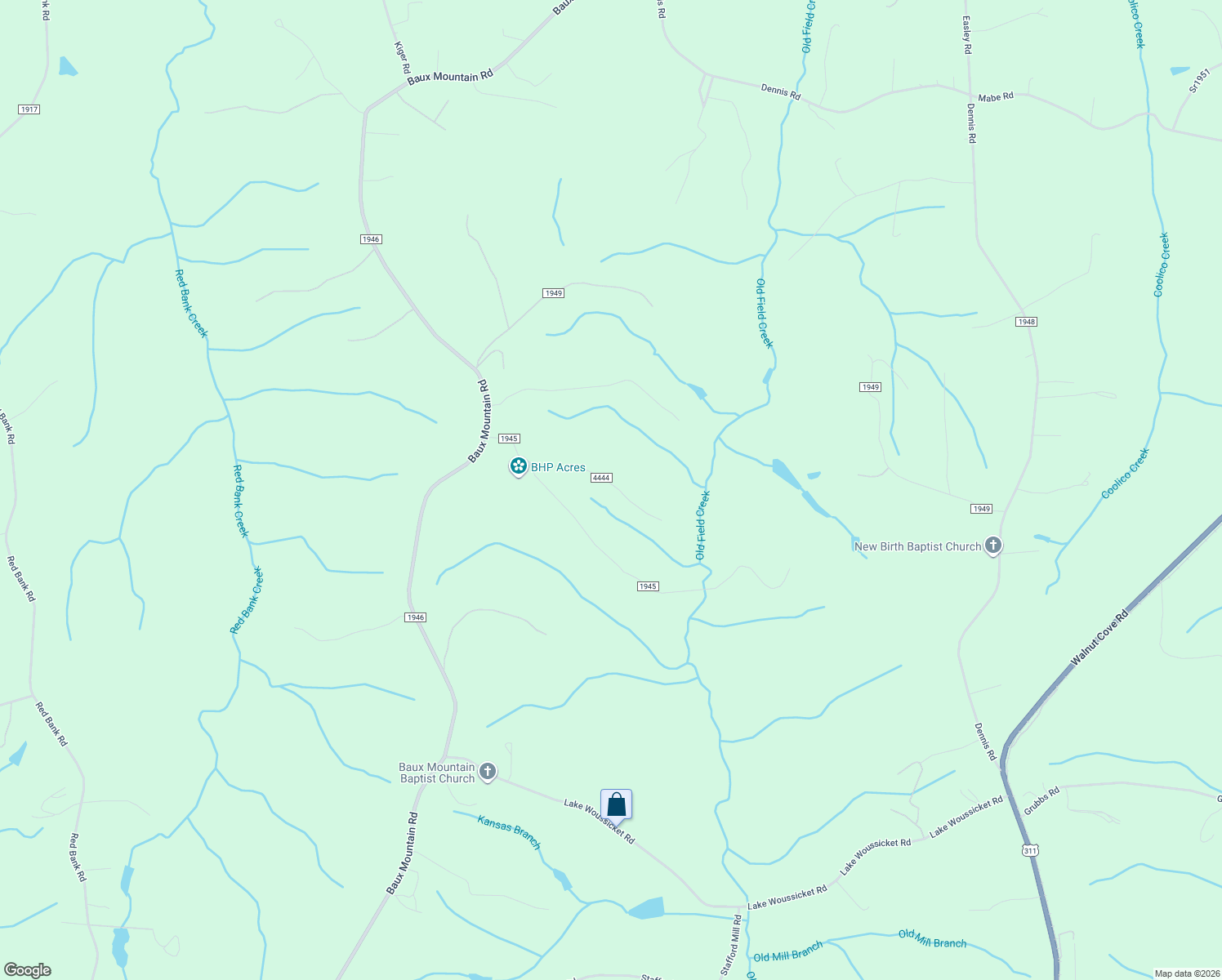 map of restaurants, bars, coffee shops, grocery stores, and more near 7820 Misty Mountain Road in Germanton