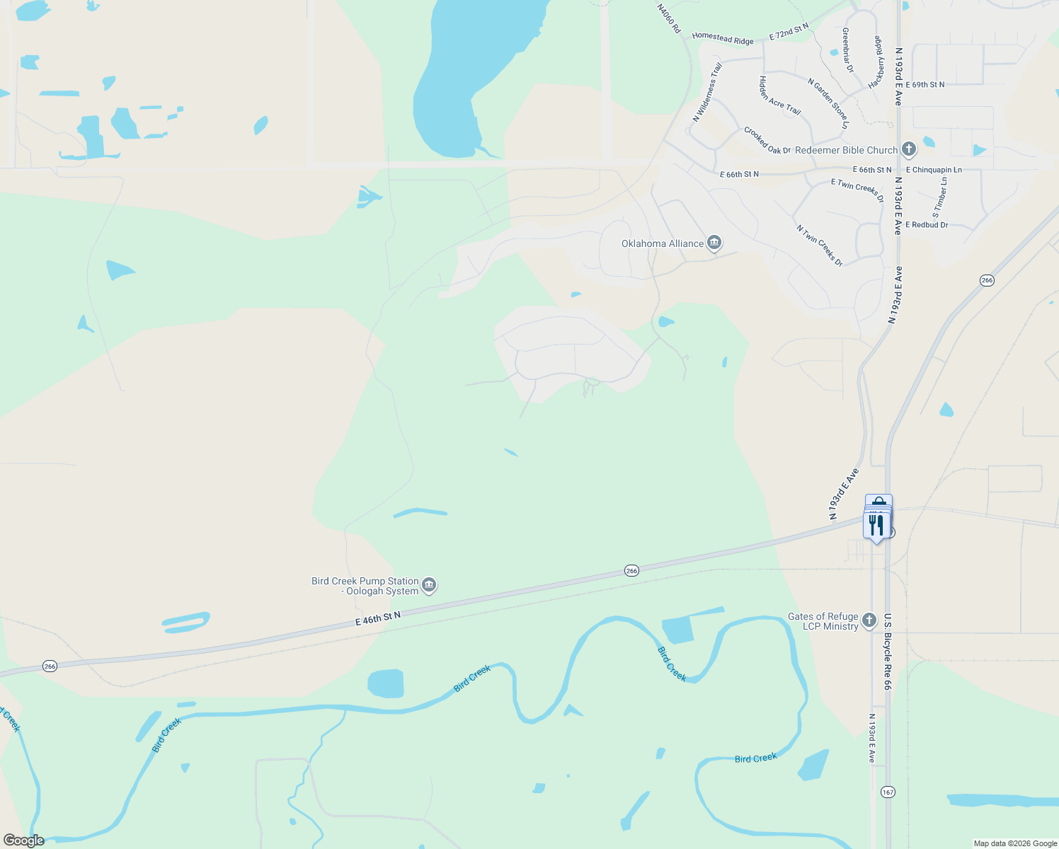 map of restaurants, bars, coffee shops, grocery stores, and more near 5879 North Eagle Summit Road in Owasso