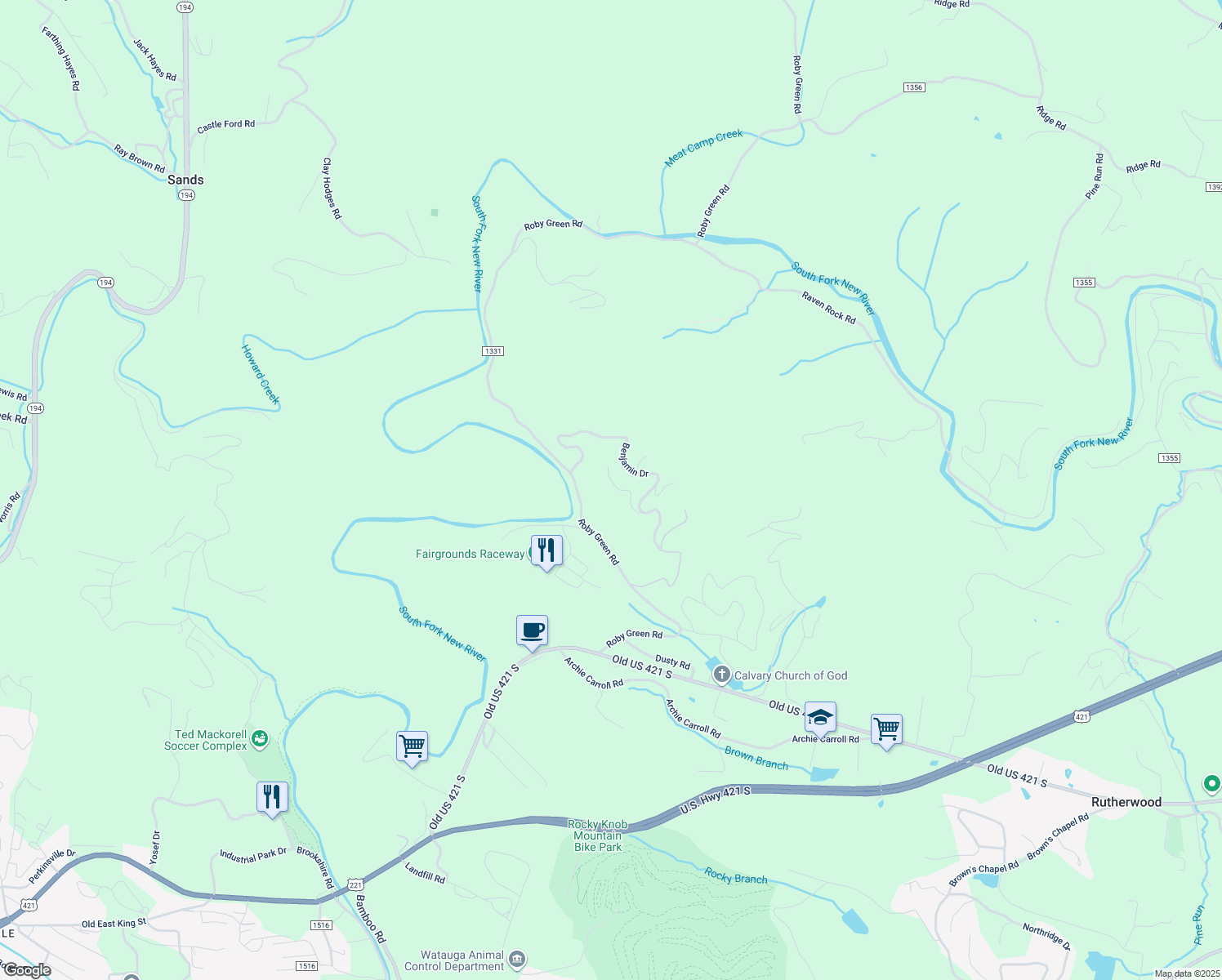 map of restaurants, bars, coffee shops, grocery stores, and more near 254 Blair Court in Boone