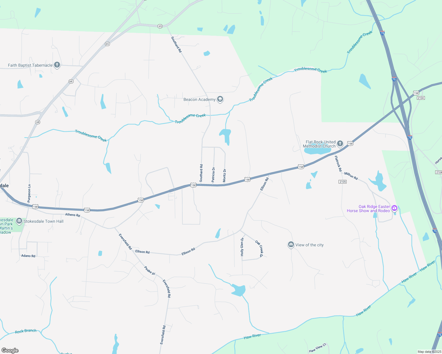 map of restaurants, bars, coffee shops, grocery stores, and more near 8305 Moritz Drive in Stokesdale