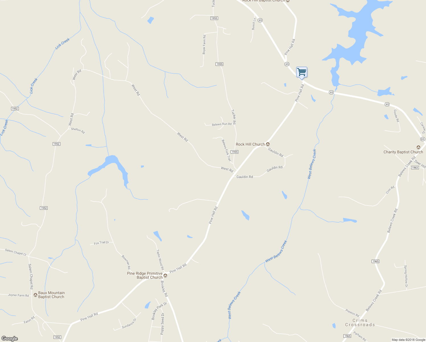 map of restaurants, bars, coffee shops, grocery stores, and more near 8085 West Road in Walnut Cove