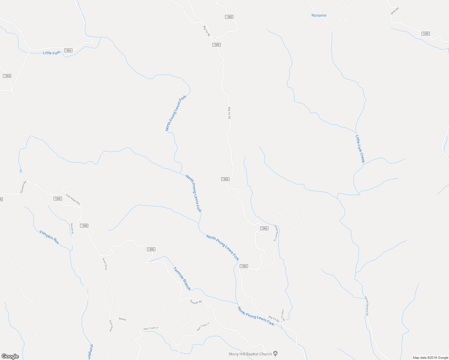 map of restaurants, bars, coffee shops, grocery stores, and more near Big Ivy Road in Wilkes County