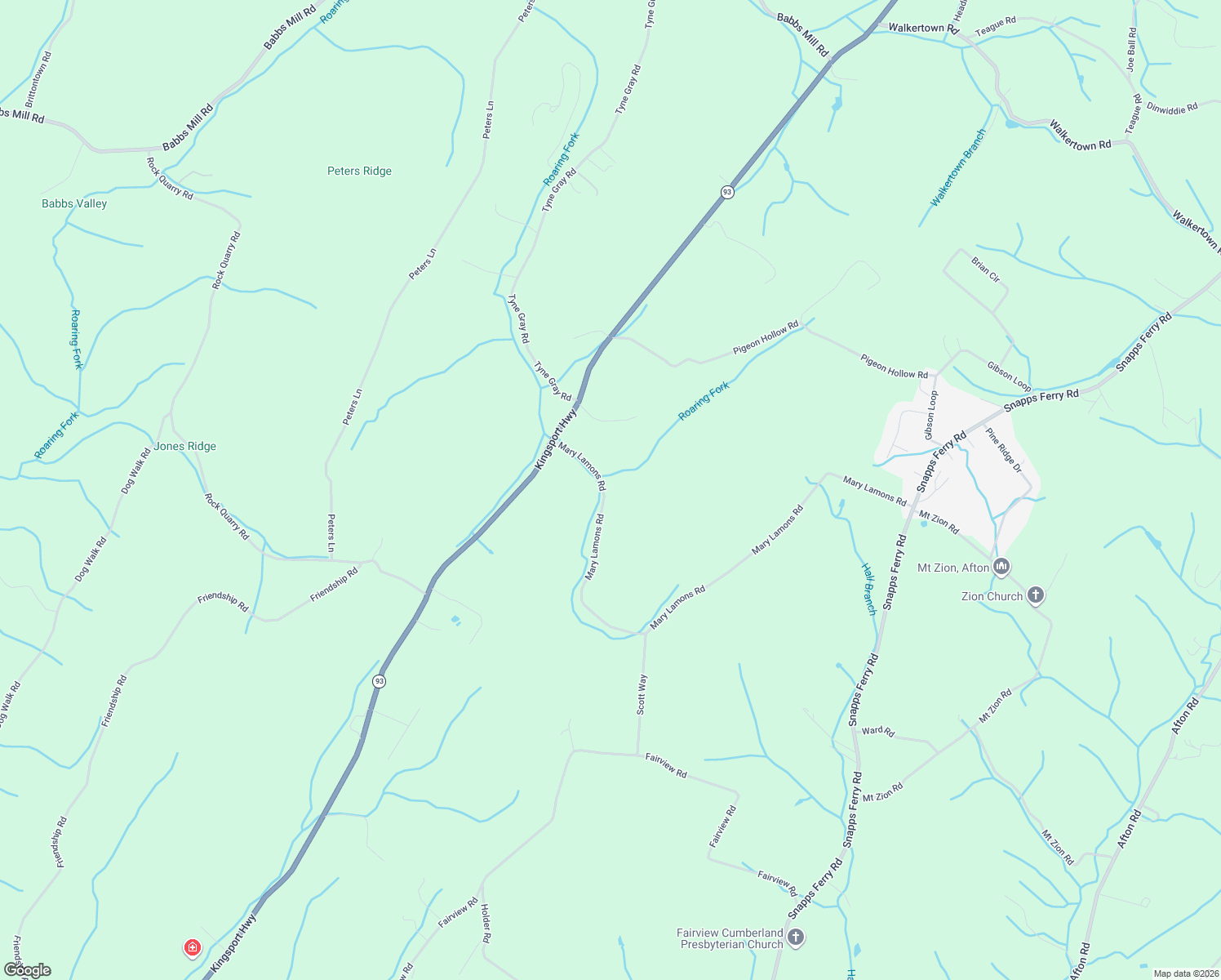 map of restaurants, bars, coffee shops, grocery stores, and more near 225 Mary Lamons Rd in Afton