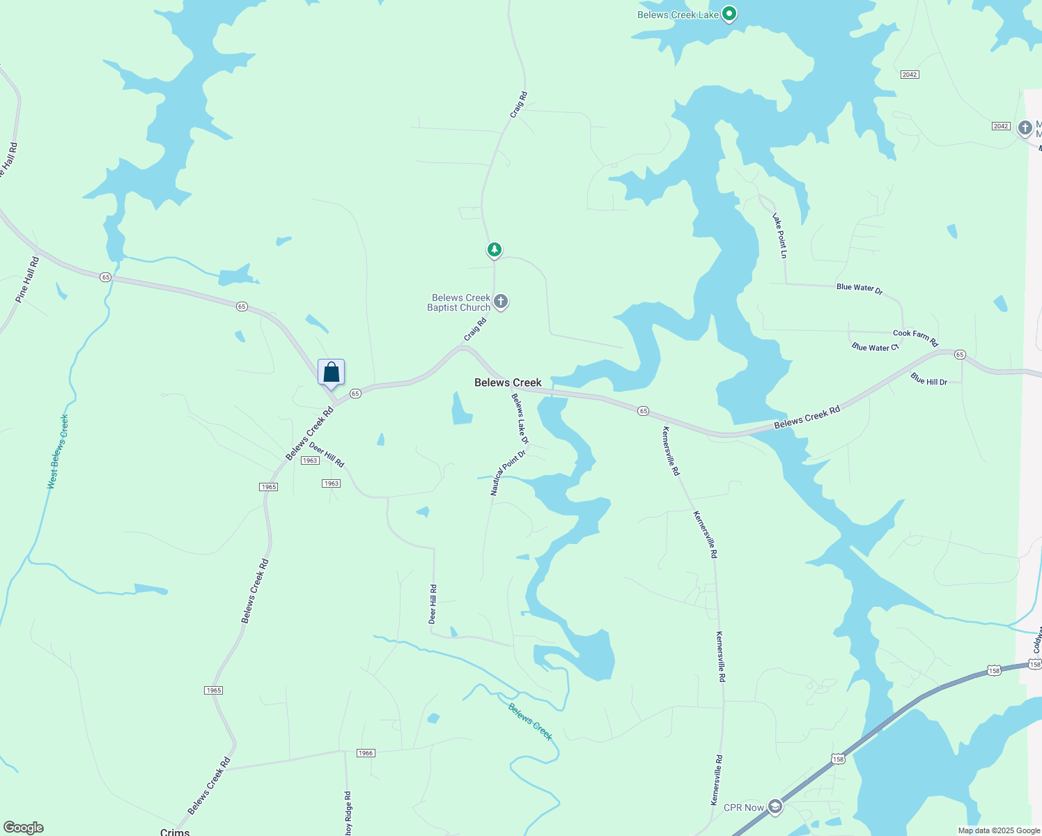 map of restaurants, bars, coffee shops, grocery stores, and more near Belews Lake Drive in Belews Creek