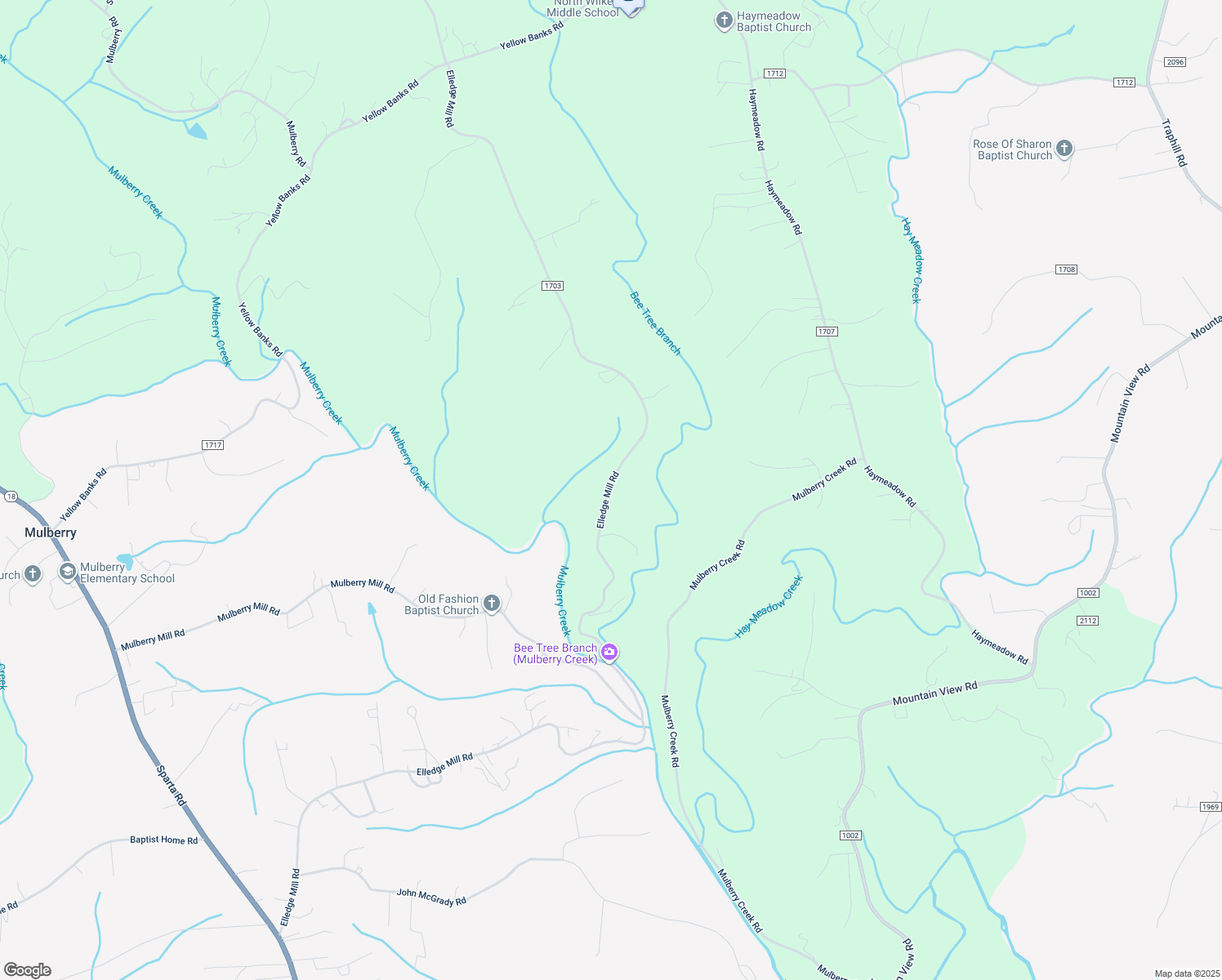 map of restaurants, bars, coffee shops, grocery stores, and more near 2390 Elledge Mill Road in North Wilkesboro