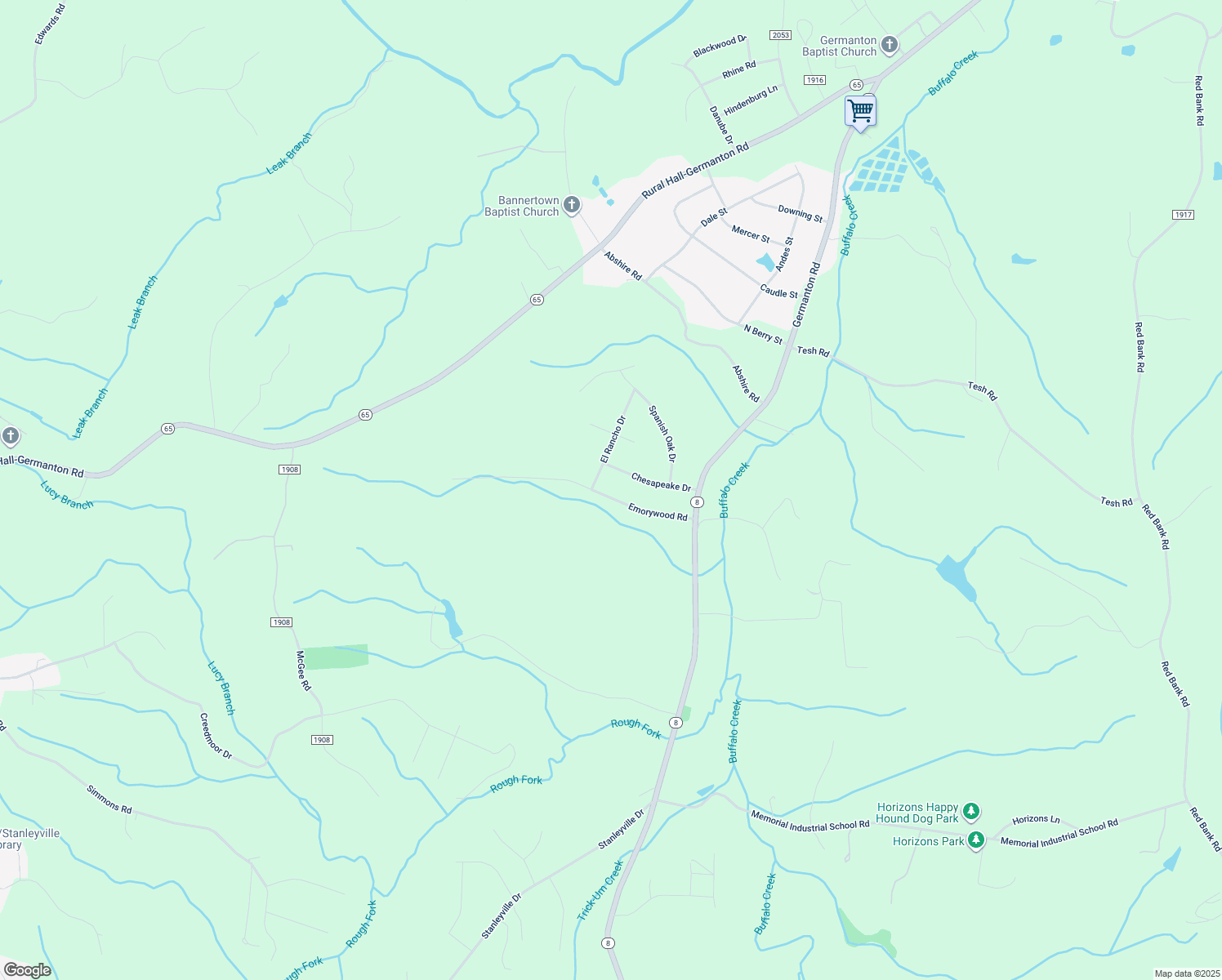 map of restaurants, bars, coffee shops, grocery stores, and more near 2013 Emorywood Road in Rural Hall