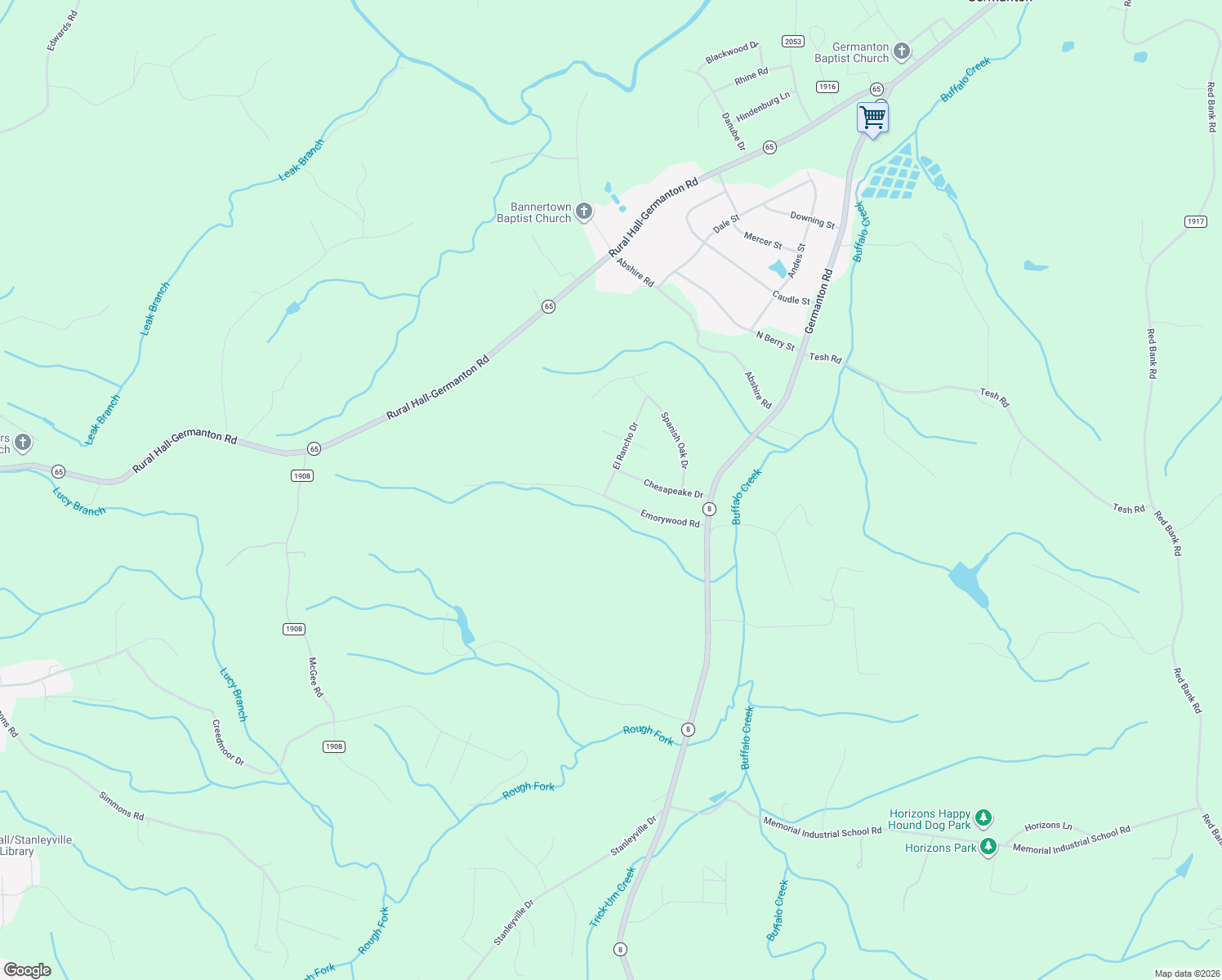 map of restaurants, bars, coffee shops, grocery stores, and more near 2001 Emorywood Road in Rural Hall