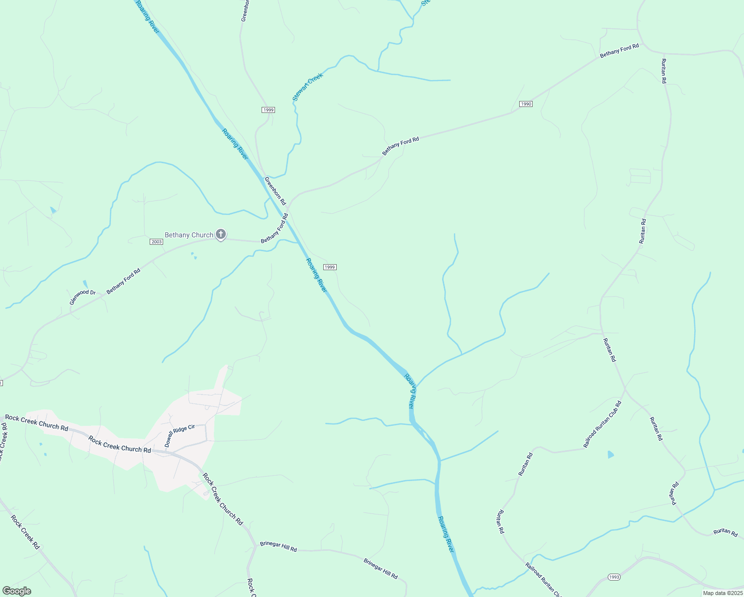 map of restaurants, bars, coffee shops, grocery stores, and more near 497 Rivercliff Road in Roaring River