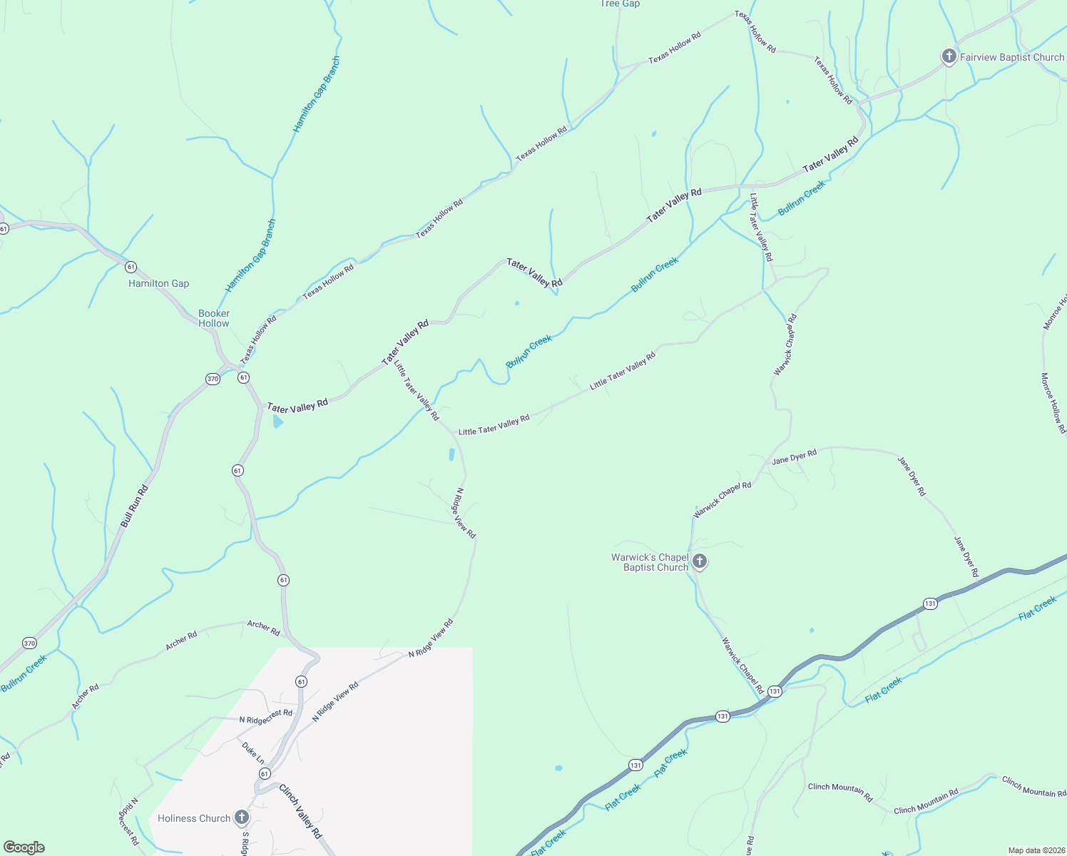 map of restaurants, bars, coffee shops, grocery stores, and more near 262 Little Tater Valley Road in Luttrell