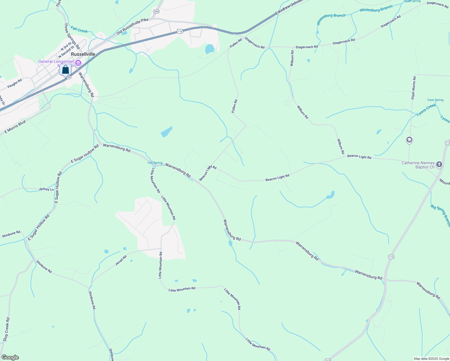 map of restaurants, bars, coffee shops, grocery stores, and more near 6074 Beacon Light Road in Whitesburg