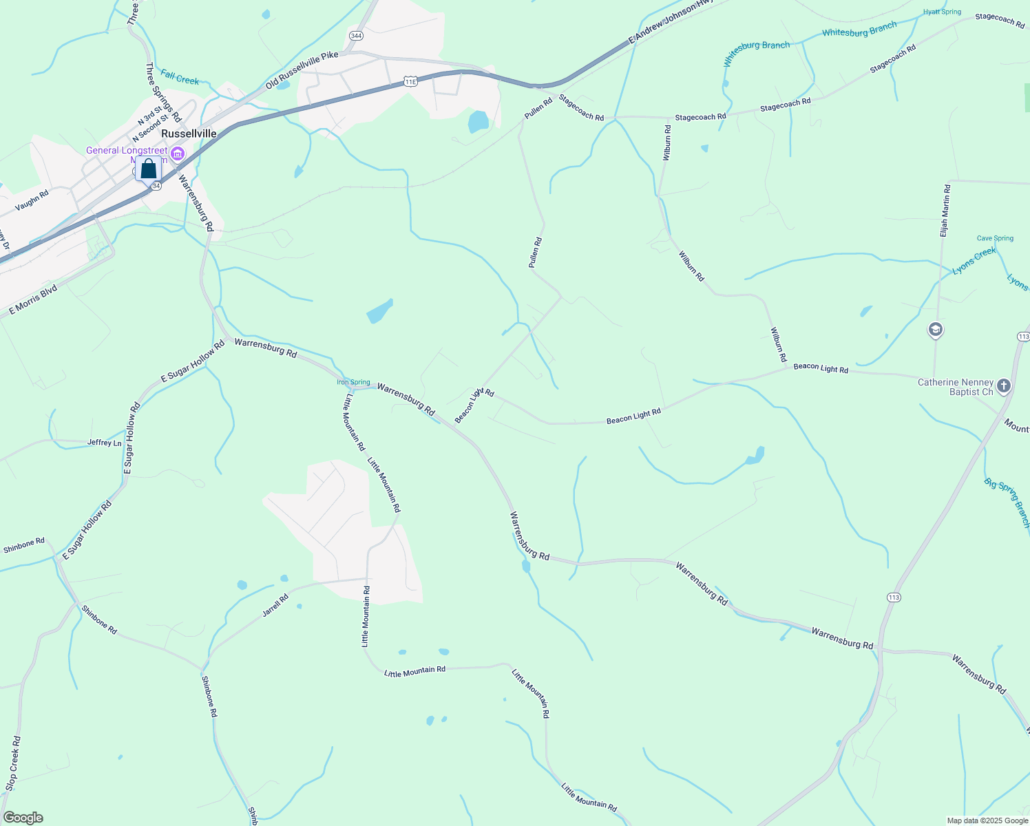 map of restaurants, bars, coffee shops, grocery stores, and more near 6074 Beacon Light Rd in Whitesburg
