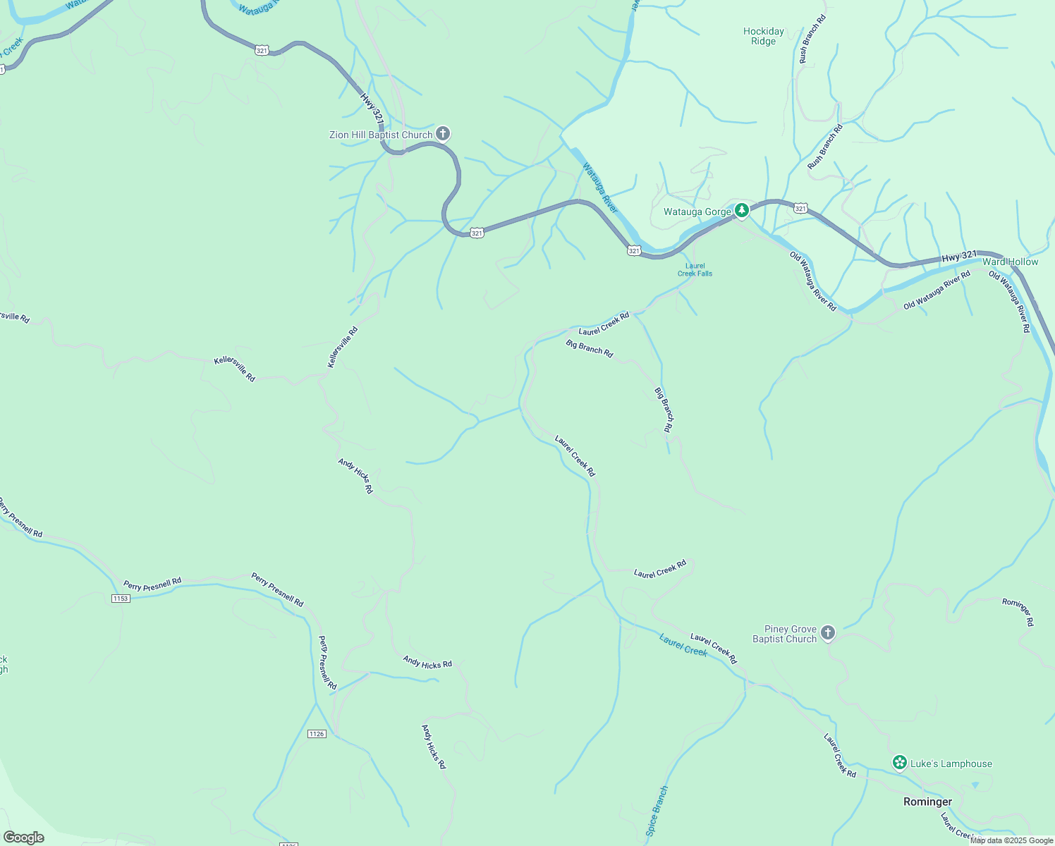 map of restaurants, bars, coffee shops, grocery stores, and more near 232 Memory Tree Lane in Watauga County