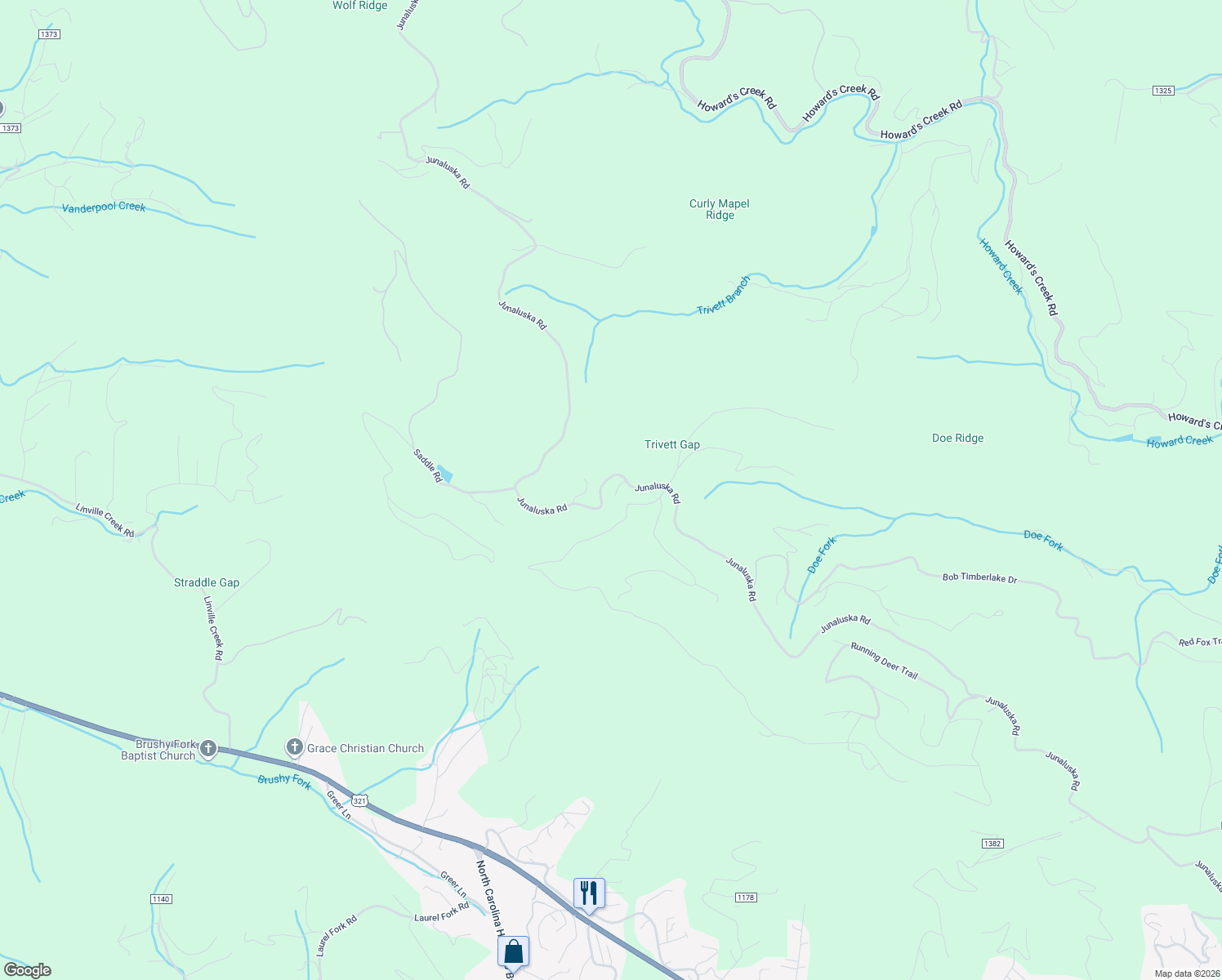 map of restaurants, bars, coffee shops, grocery stores, and more near 150 Sequoia Lane in Boone