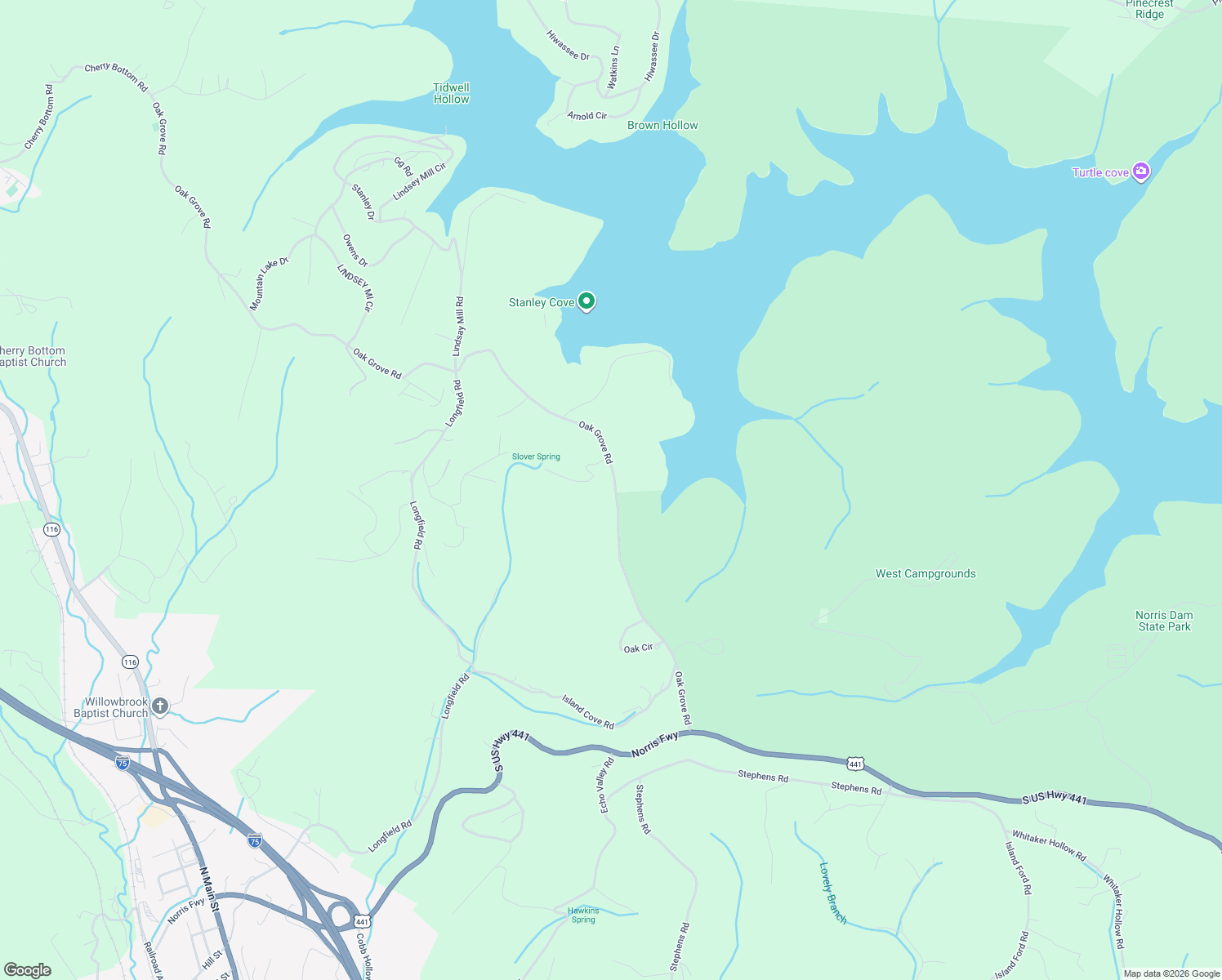 map of restaurants, bars, coffee shops, grocery stores, and more near 2743 Oak Grove Road in Rocky Top