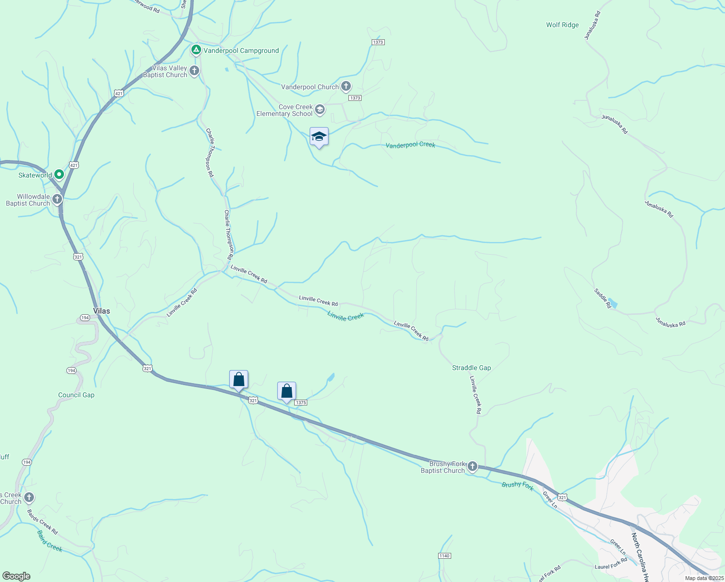 map of restaurants, bars, coffee shops, grocery stores, and more near 180 Russell Drive in Boone