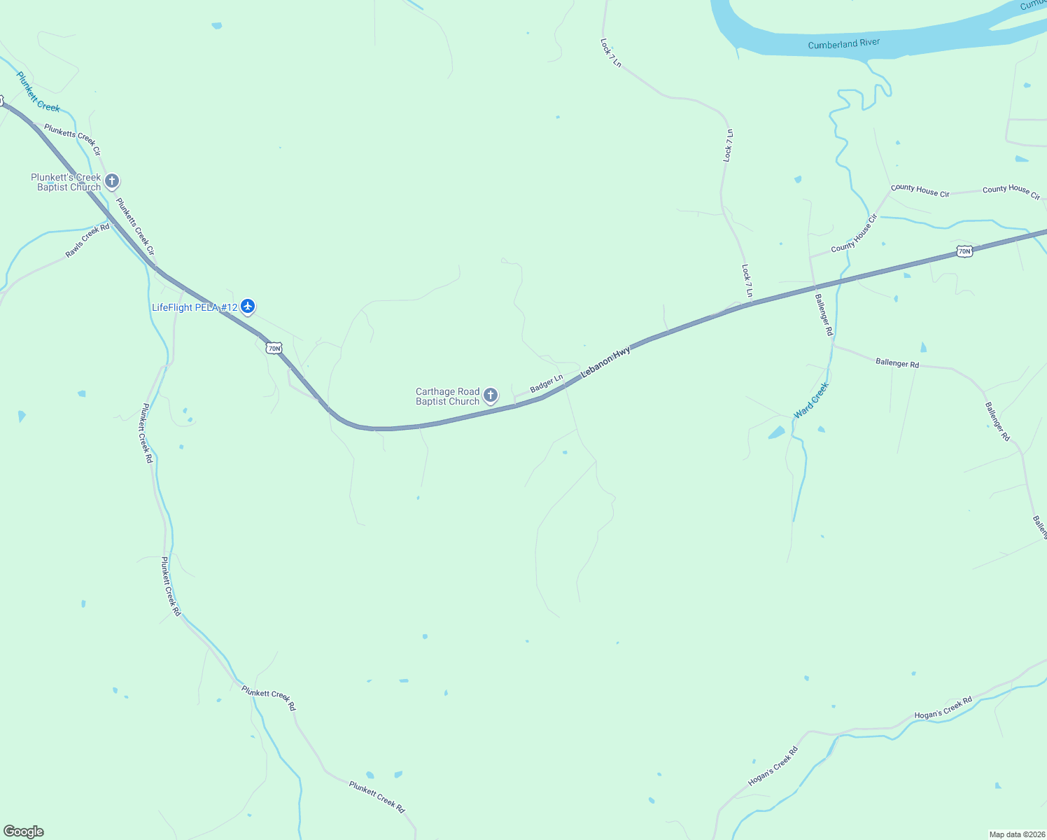 map of restaurants, bars, coffee shops, grocery stores, and more near 423 Lebanon Hwy in Carthage