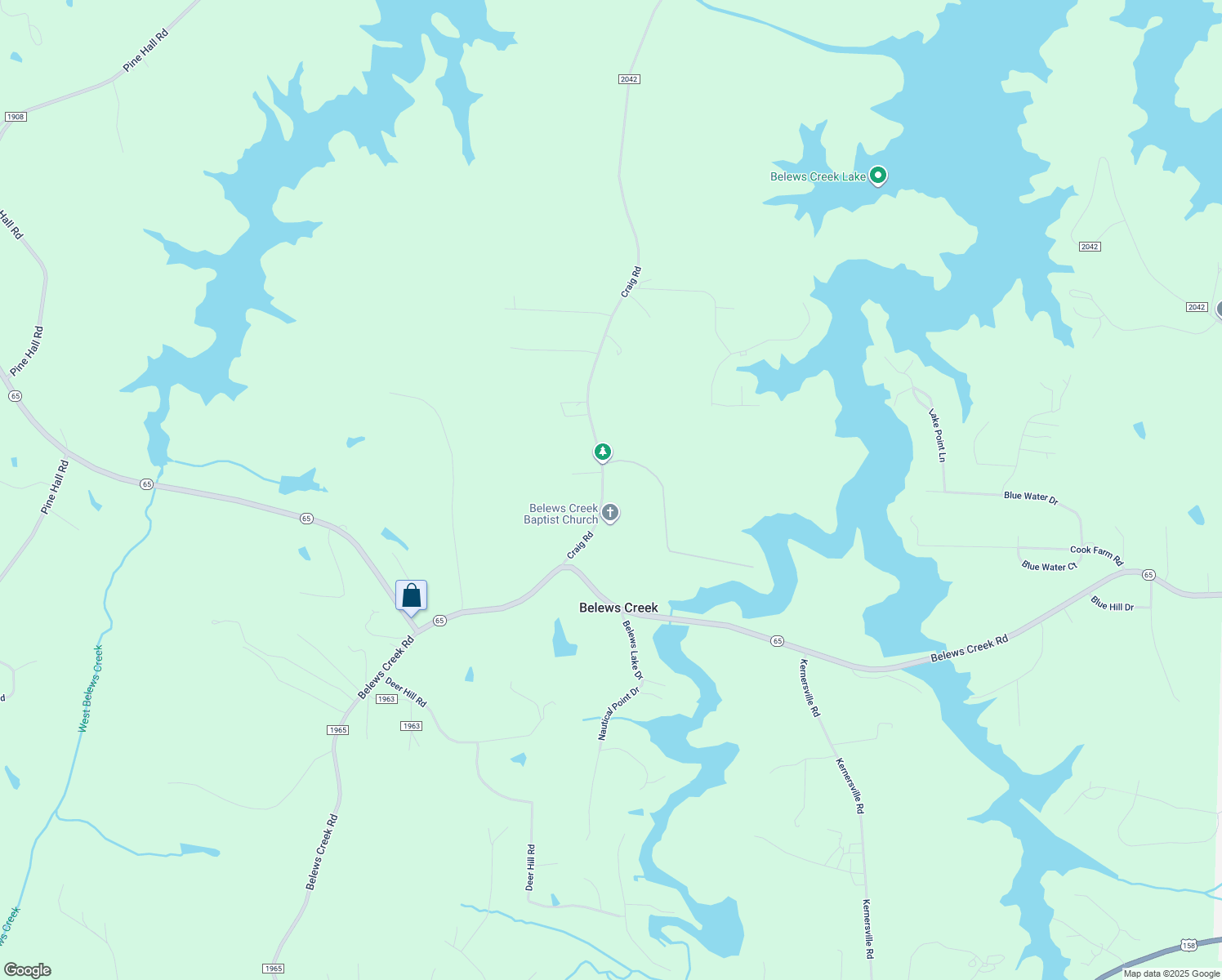map of restaurants, bars, coffee shops, grocery stores, and more near 7429 Craig Road in Belews Creek