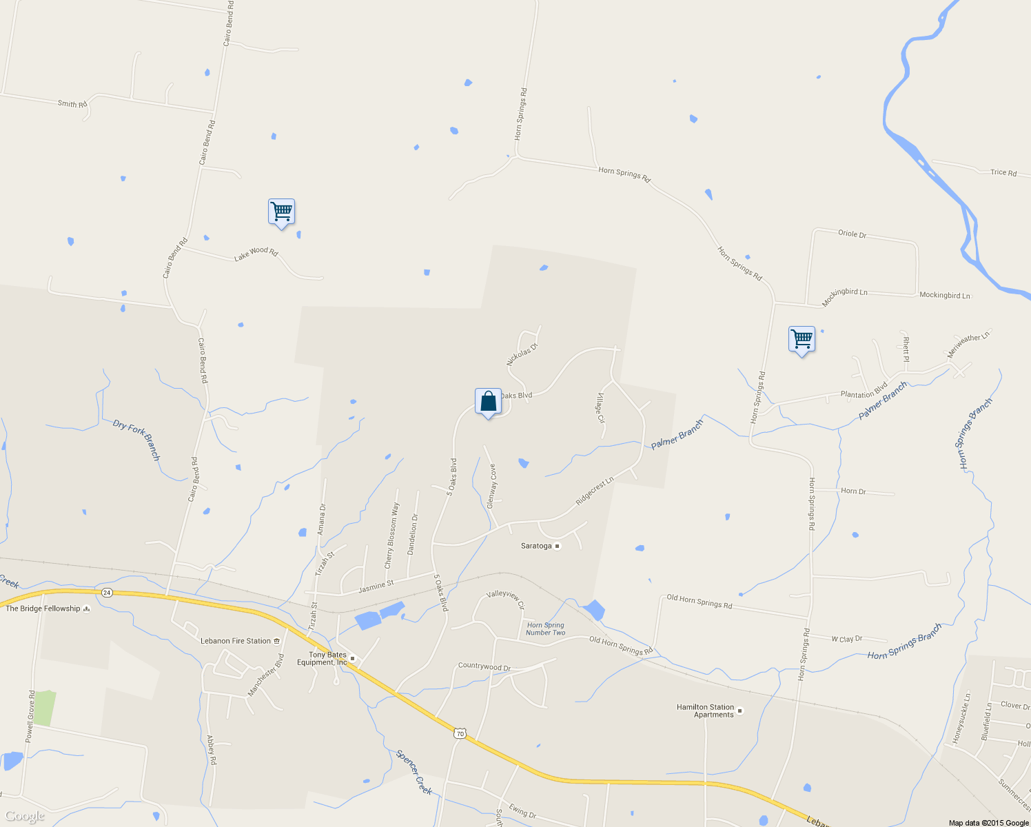 map of restaurants, bars, coffee shops, grocery stores, and more near 110 Waverly Place in Lebanon