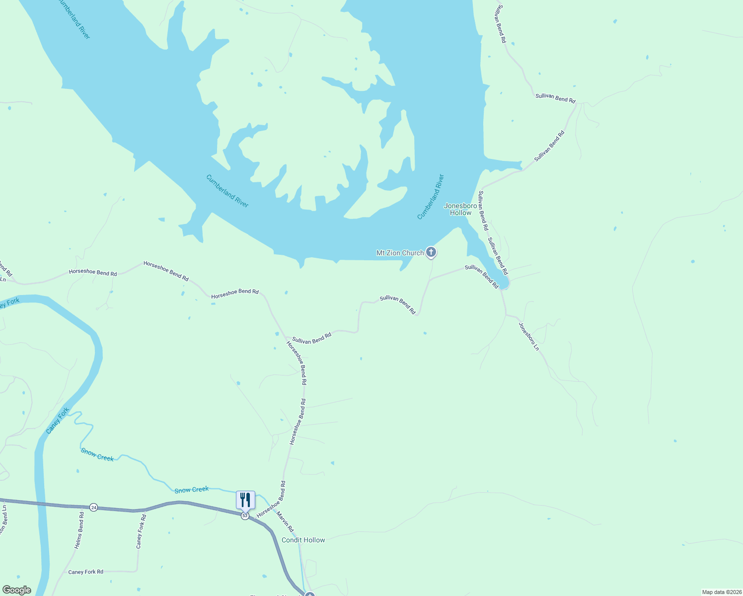 map of restaurants, bars, coffee shops, grocery stores, and more near 51 Sullivan Bend Road in Elmwood