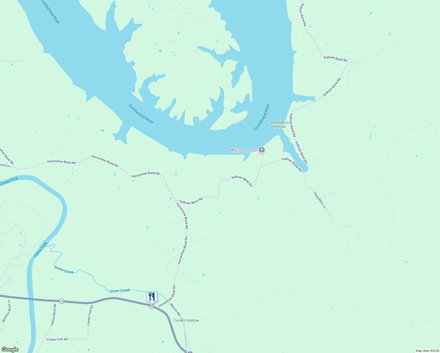 map of restaurants, bars, coffee shops, grocery stores, and more near 51 Sullivan Bend Road in Elmwood