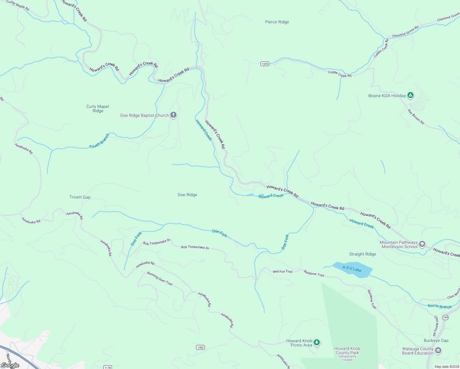 map of restaurants, bars, coffee shops, grocery stores, and more near 397 Millers Pond Lane in Boone
