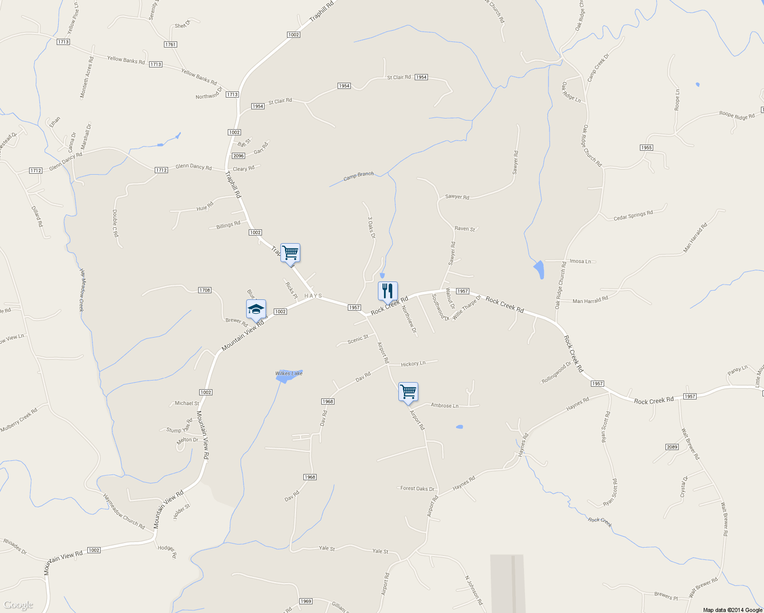 map of restaurants, bars, coffee shops, grocery stores, and more near 4988 Rock Creek Road in Hays