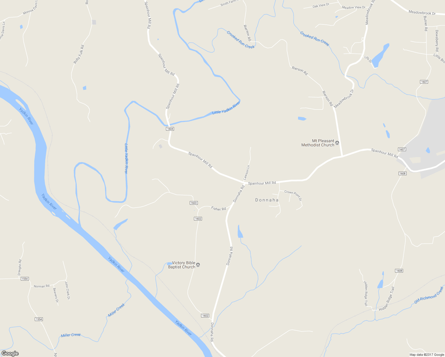 map of restaurants, bars, coffee shops, grocery stores, and more near 5670 Spainhour Mill Road in Tobaccoville
