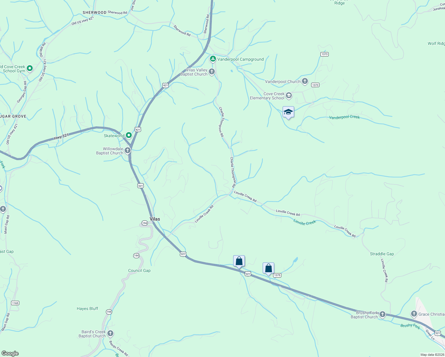 map of restaurants, bars, coffee shops, grocery stores, and more near 291 Palmers Peak in Vilas