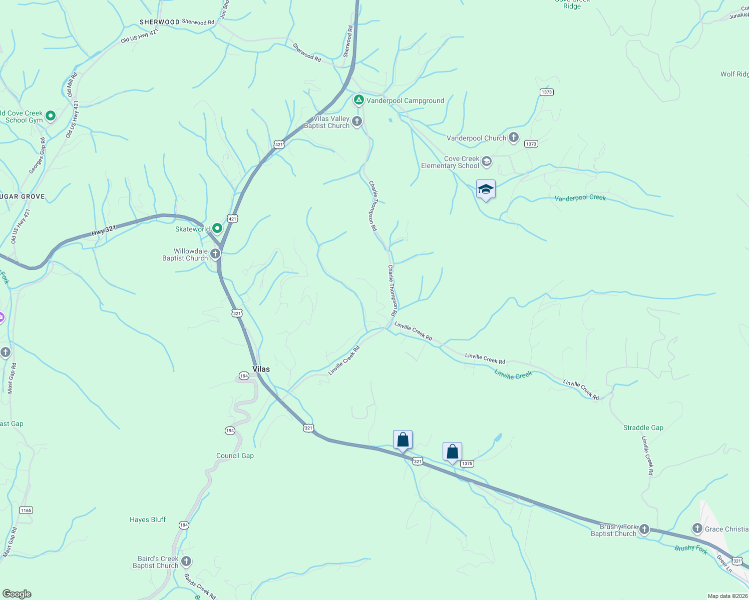 map of restaurants, bars, coffee shops, grocery stores, and more near 291 Palmers Peak in Vilas