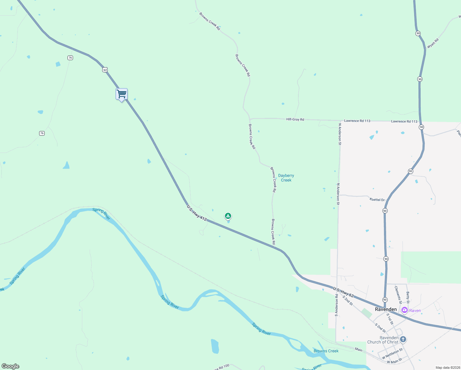 map of restaurants, bars, coffee shops, grocery stores, and more near in Ravenden
