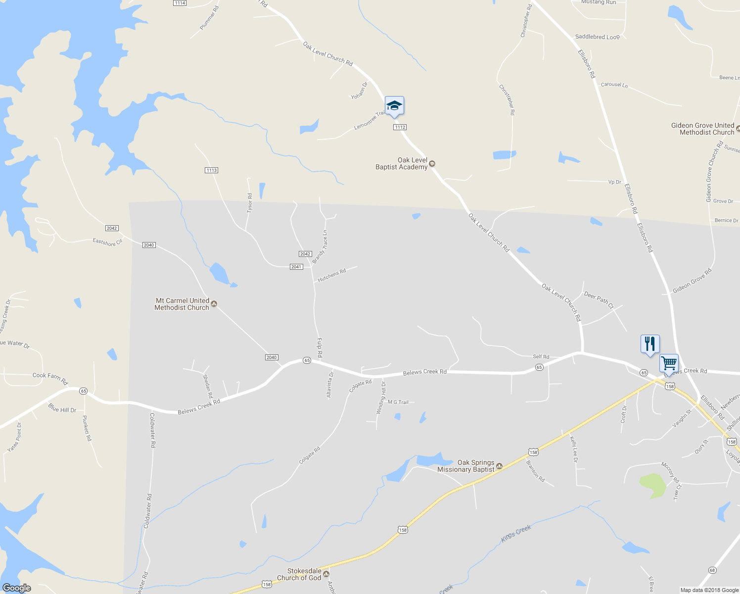 map of restaurants, bars, coffee shops, grocery stores, and more near 8815 Hutchens Road in Stokesdale