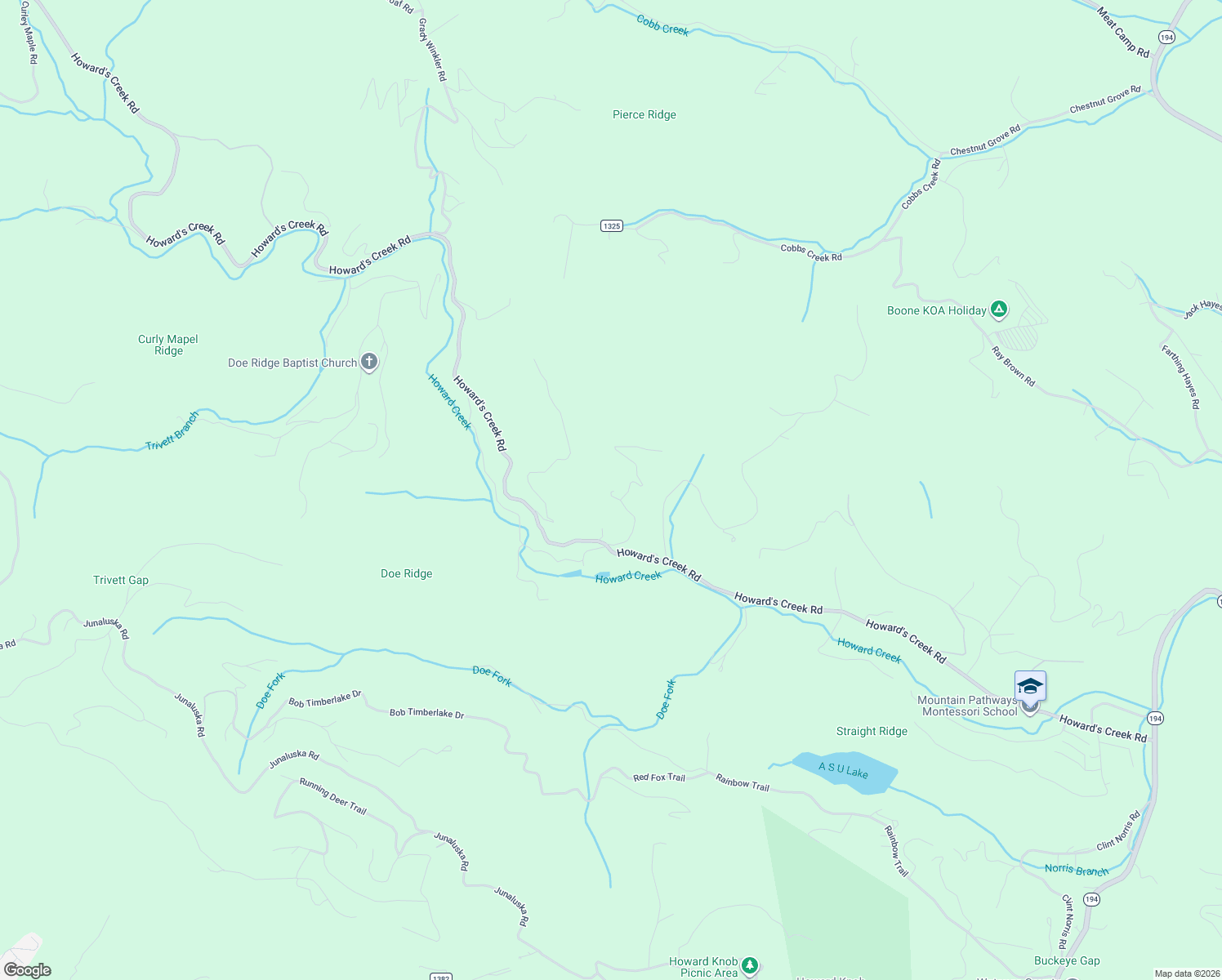 map of restaurants, bars, coffee shops, grocery stores, and more near 336 The Mulberry Cove Road in Boone