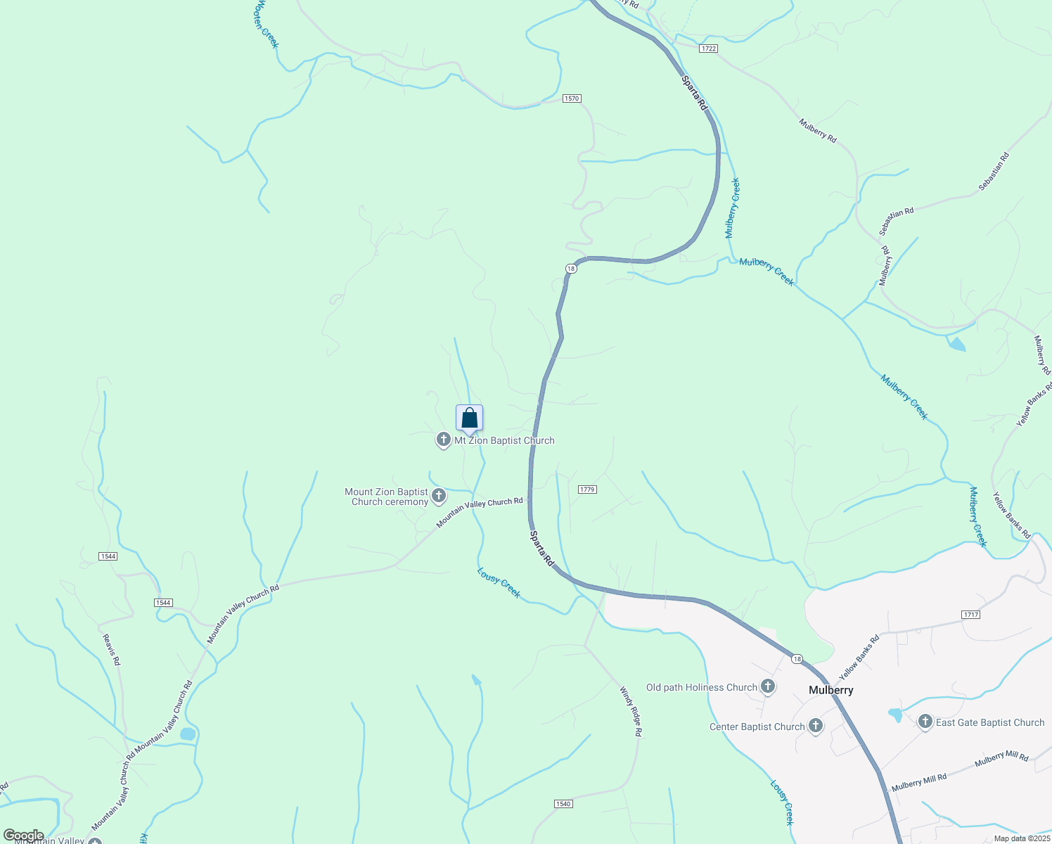 map of restaurants, bars, coffee shops, grocery stores, and more near 4947 Sparta Road in North Wilkesboro
