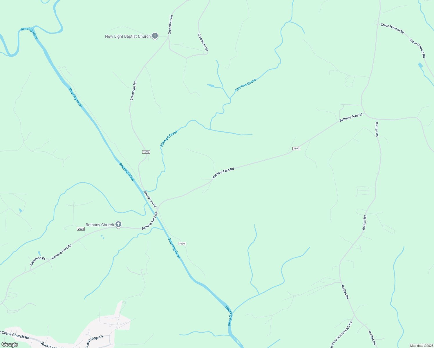 map of restaurants, bars, coffee shops, grocery stores, and more near 301 Royal Hill Road in Roaring River