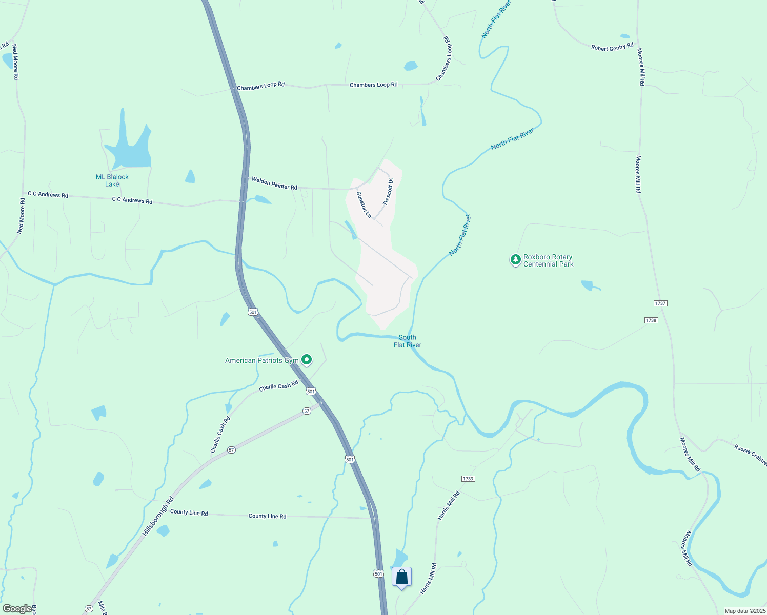 map of restaurants, bars, coffee shops, grocery stores, and more near 222 Fork Junction Road in Timberlake