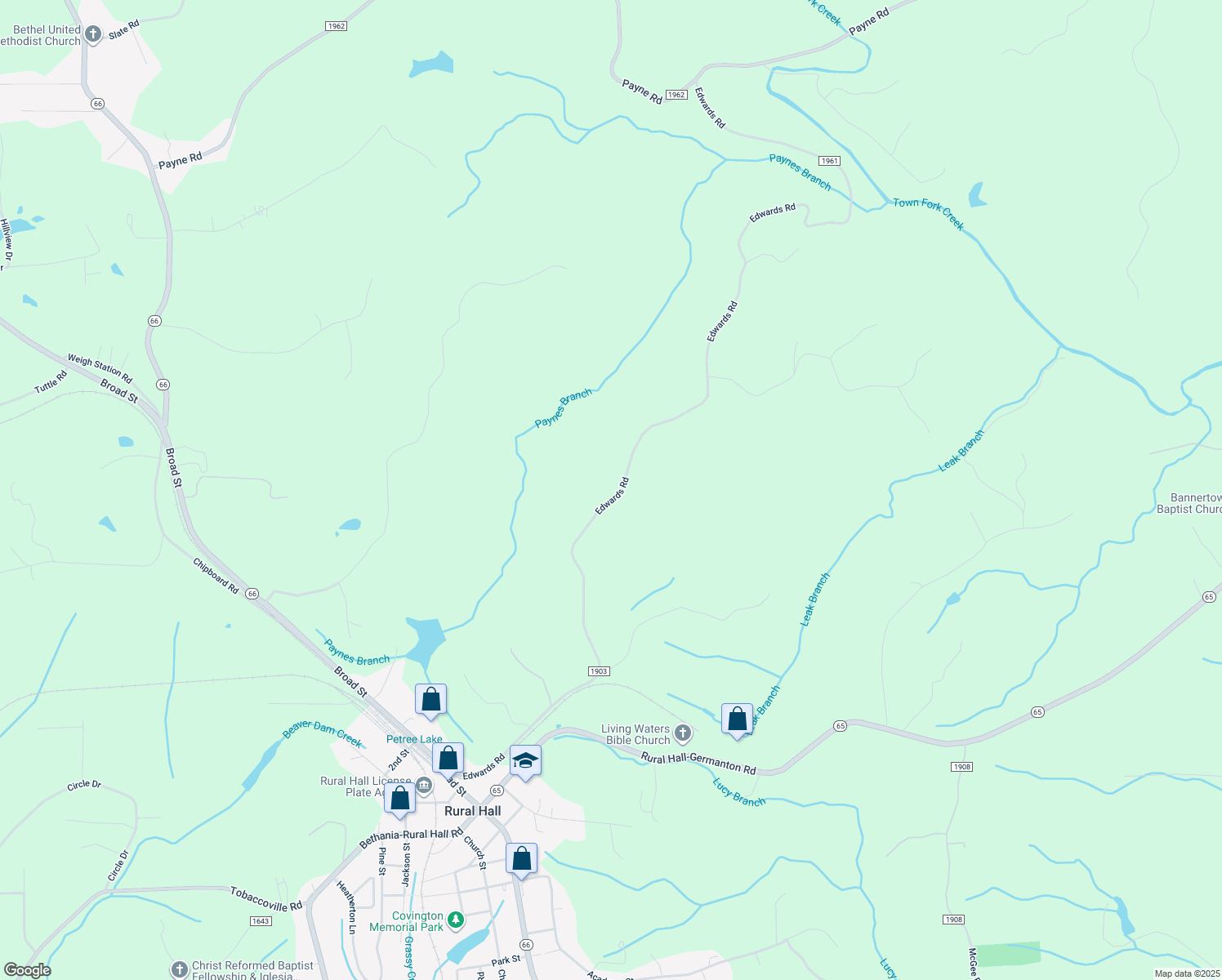 map of restaurants, bars, coffee shops, grocery stores, and more near 995 Edwards Road in Rural Hall