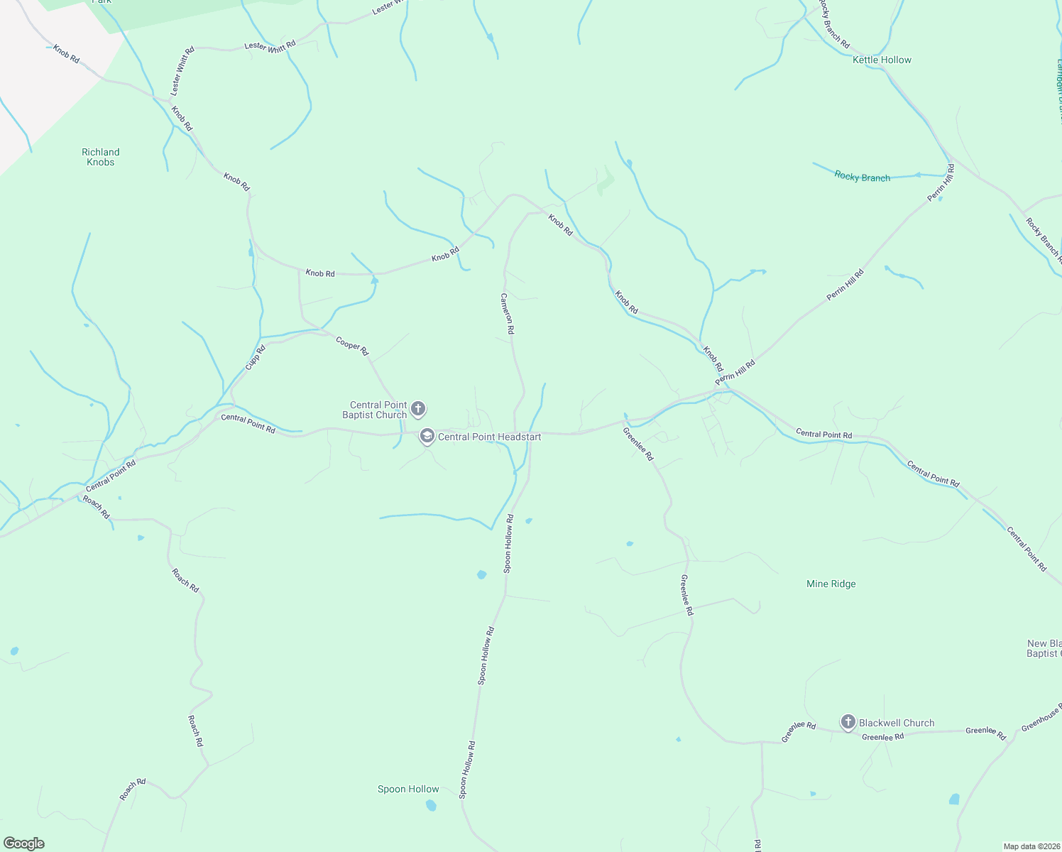 map of restaurants, bars, coffee shops, grocery stores, and more near 2159 Central Point Road in Rutledge