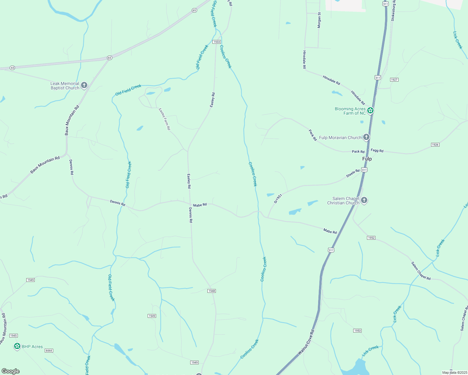 map of restaurants, bars, coffee shops, grocery stores, and more near Mabe Road in Walnut Cove