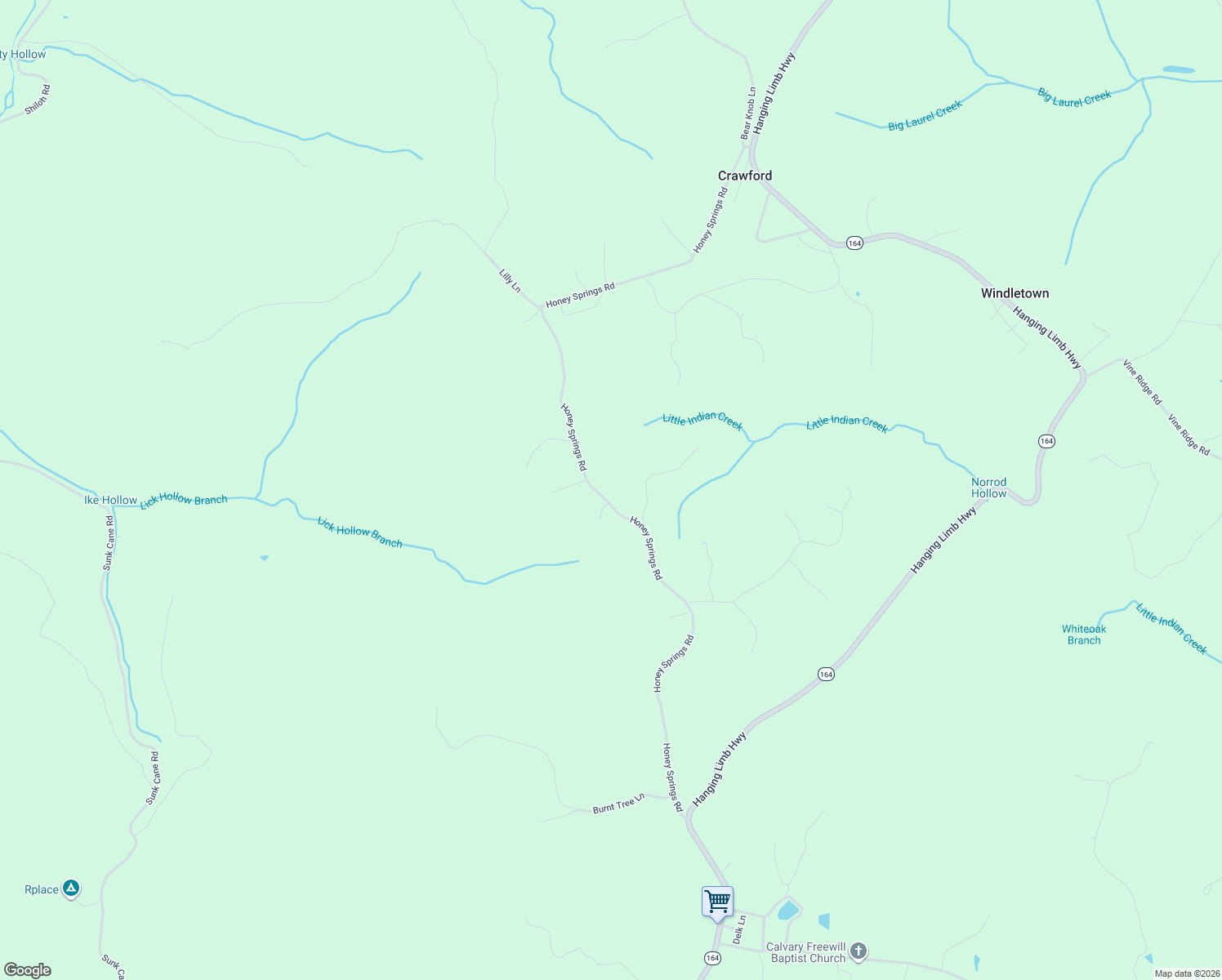 map of restaurants, bars, coffee shops, grocery stores, and more near 481-507 Honey Springs Road in Crawford
