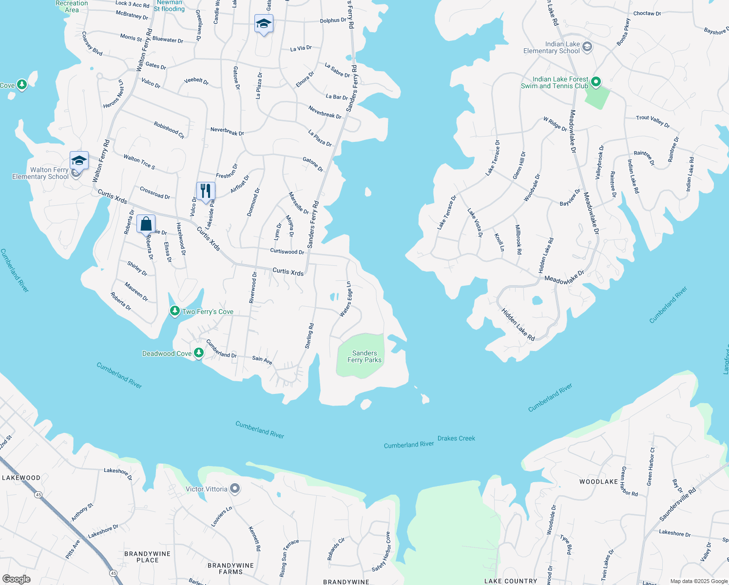 map of restaurants, bars, coffee shops, grocery stores, and more near 106 Otter Cove in Hendersonville